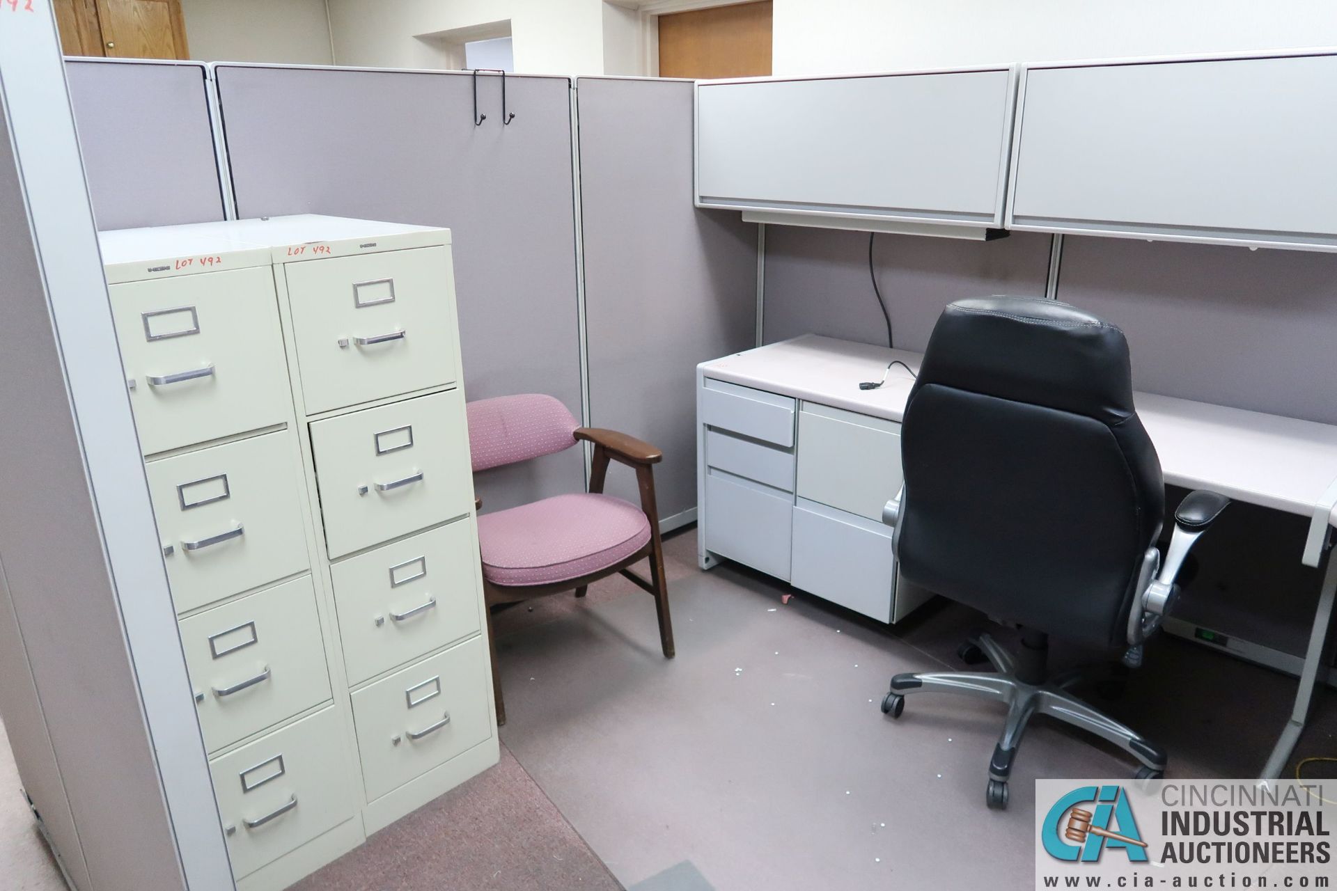 125" X 107" STEELCASE OFFICE CUBICLE W/ (2) FOUR-DRAWER FILE CABINETS - Image 2 of 3