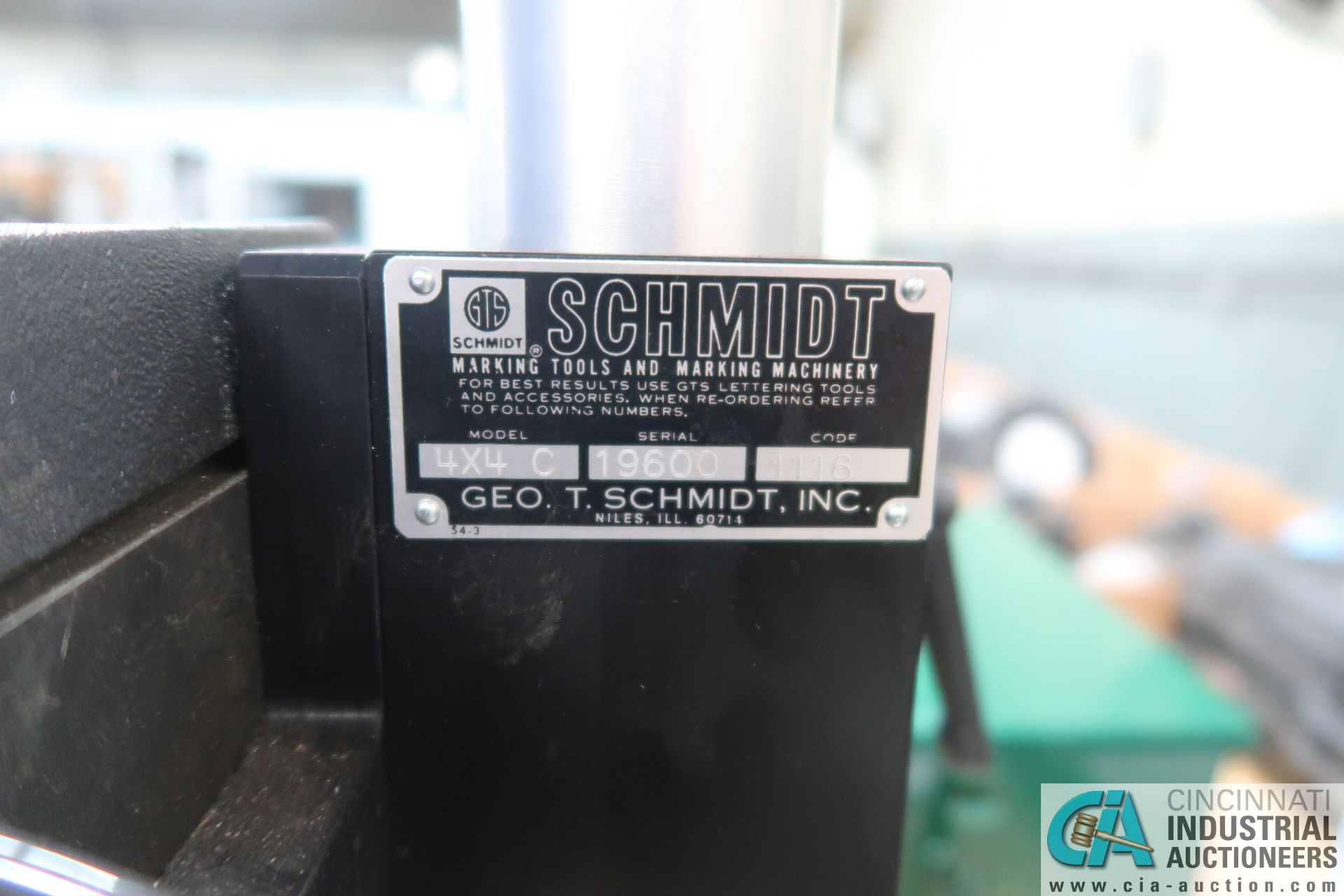 GEO. T. SCHMIDT MODEL 4X4/C POWER METAL MARKING MACHINE; S/N 19600 - Image 7 of 7