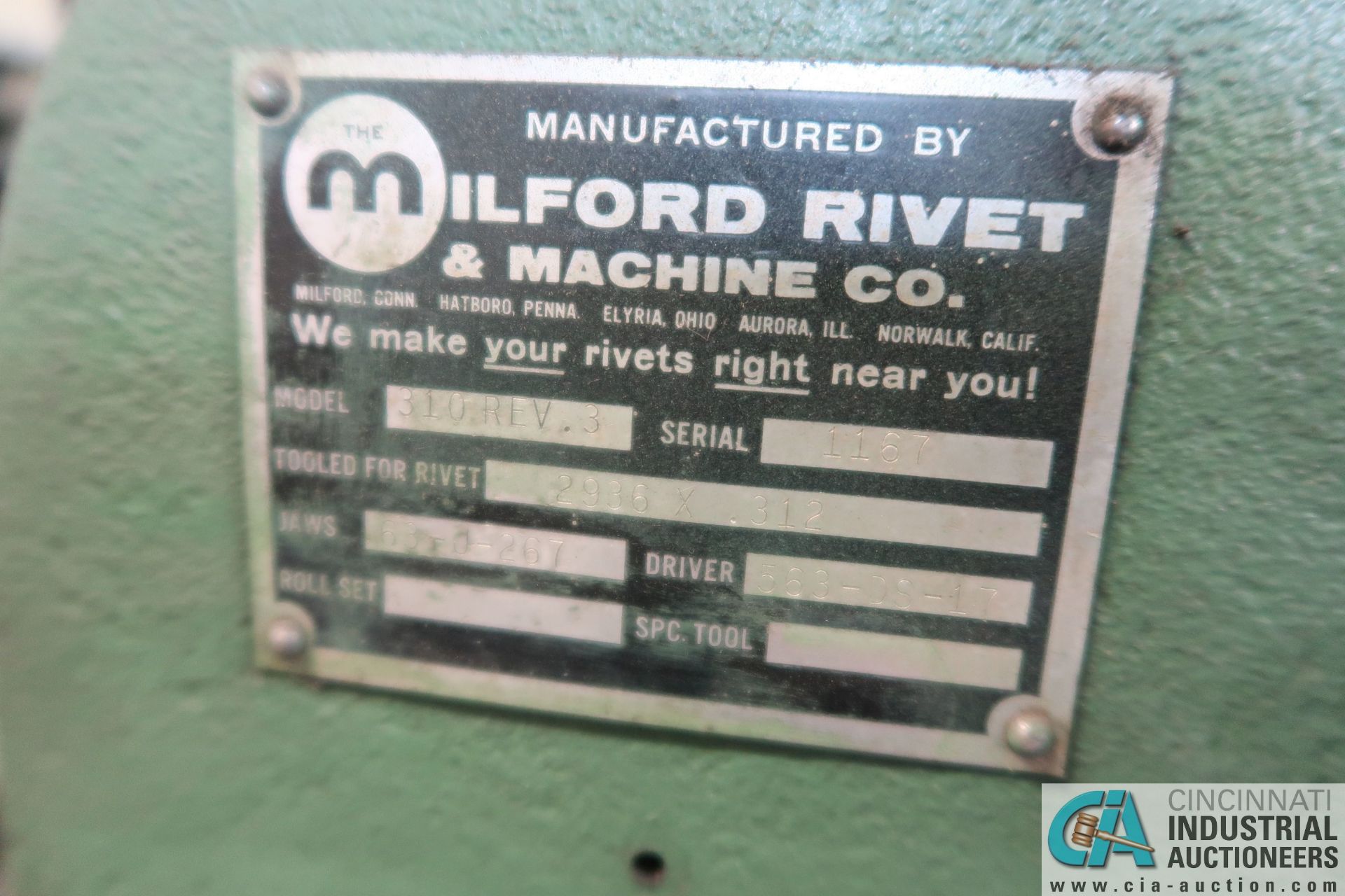 MILFORD MODEL 310REV.3 RIVET MACHINE - Image 2 of 7