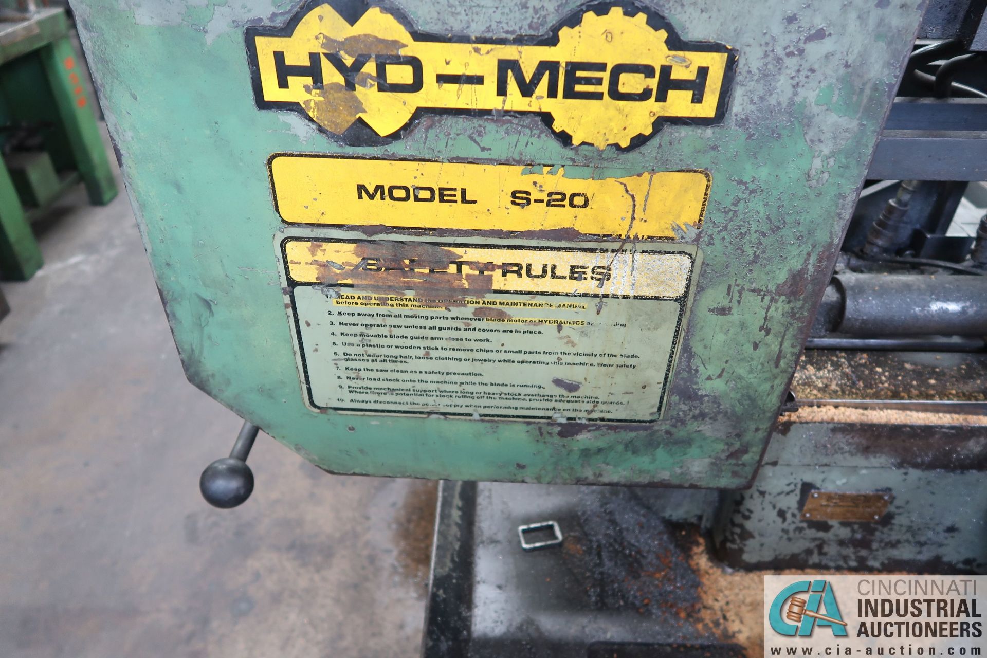 12" X 20" HYD-MECH S-20 HORIZONTAL BAND SAW; S/N 10196973, POWER FEED & CLAMPING, W/ 22" X 10' - Image 5 of 13