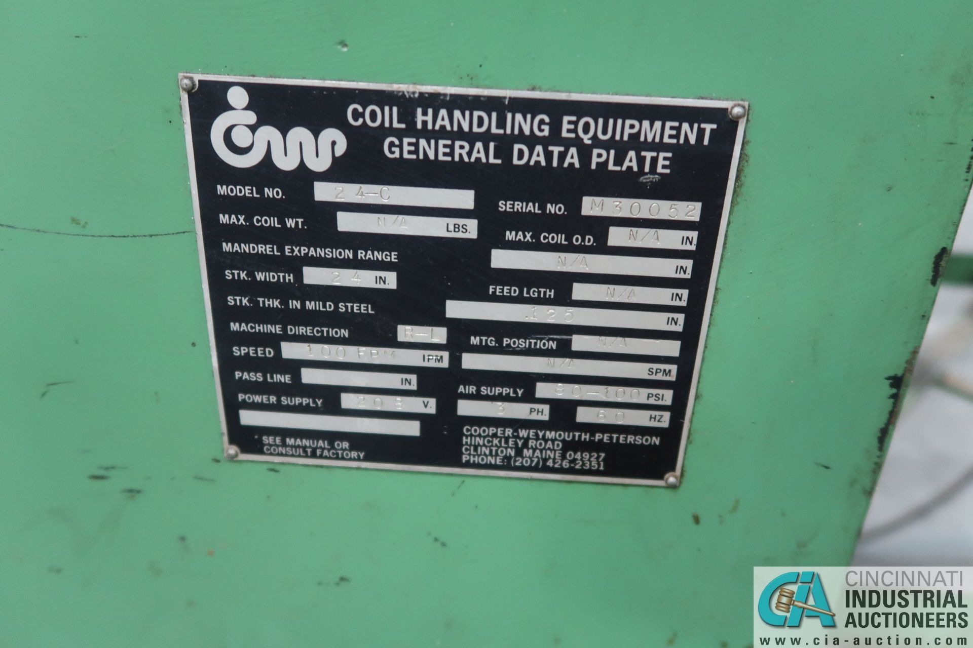 **24" CWP MODEL 24-C STRAIGHTENER; S/N M30052 **SUBJECT TO OVERALL BID AT LOT 292** - Image 5 of 8