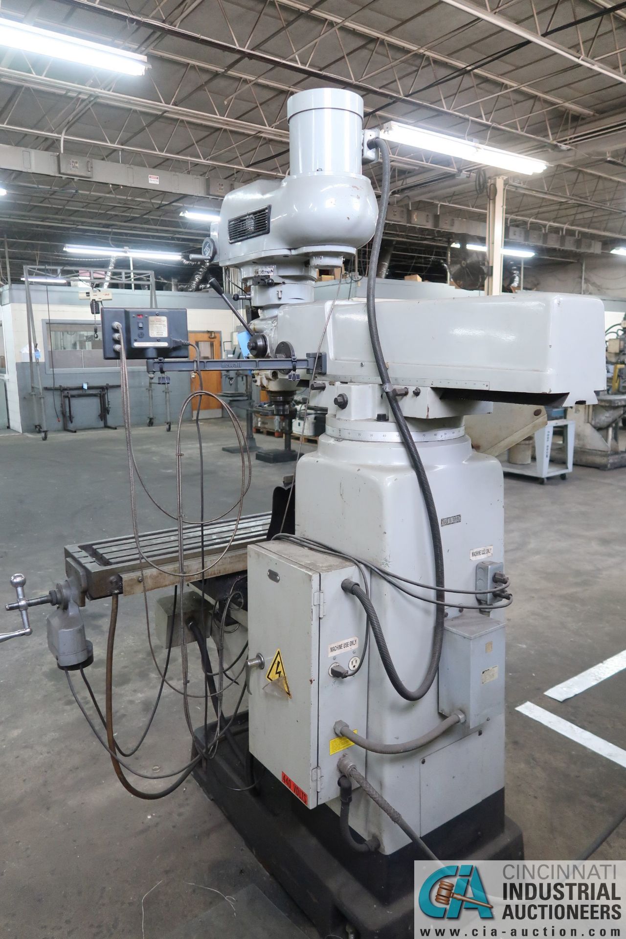 5-HP WILLIS VERTICAL MILL; S/N 10271, DRO, 12" X 50" TABLE, POWER TABLE & KNEE - Image 9 of 10