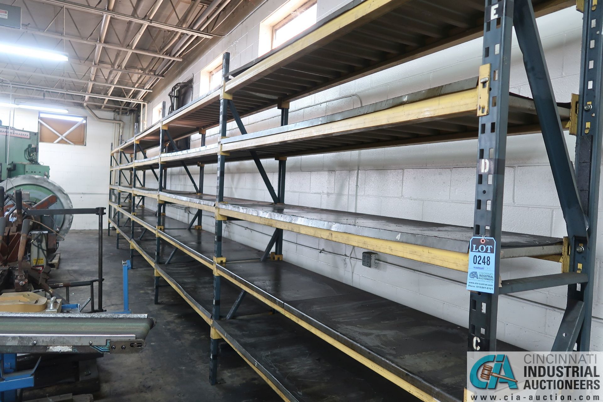 SECTIONS 24" X 96" X 9' PALLET RACK W/ STEEL DECKING