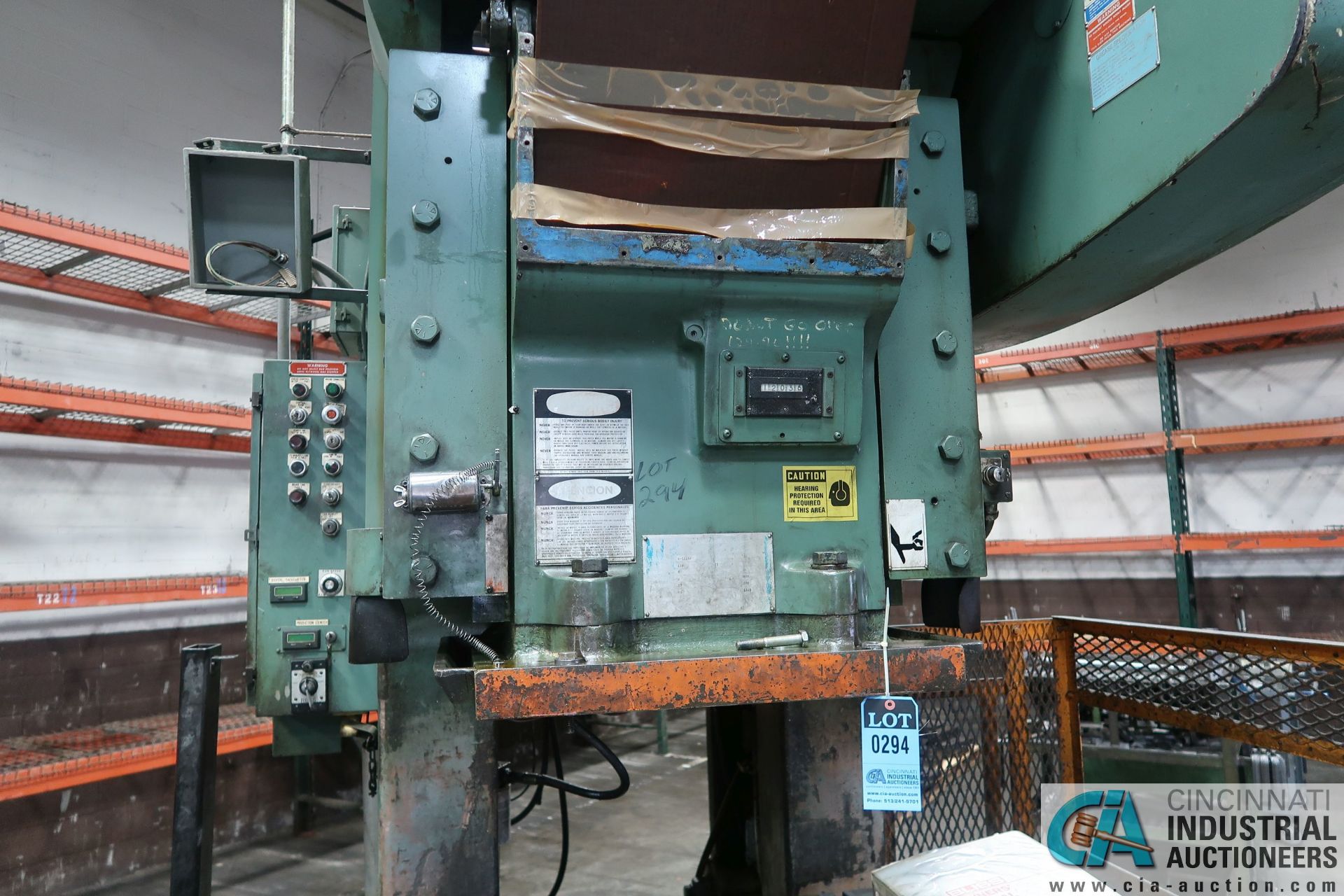 110 TON BLISS MODEL C-110 OBI PRESS; S/N H-71184, 8" STROKE, 17" SHUT HEIGHT, 4" ADJ., 40 SPM, 27" X - Image 8 of 13