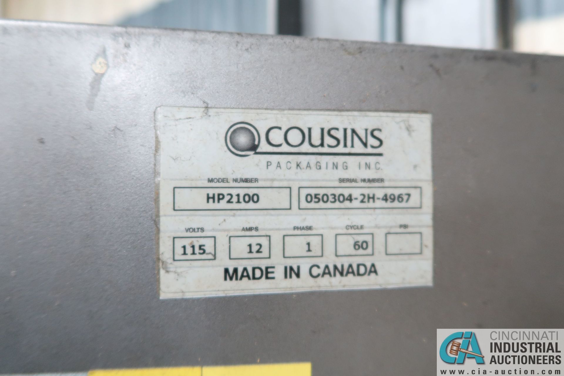 **48" COUSINS MODEL HP2100 ROTARY STRETCH WRAPPER; S/N 050304-2H-4967 **LOCATED IN COLUMBIA CITY, - Image 5 of 6