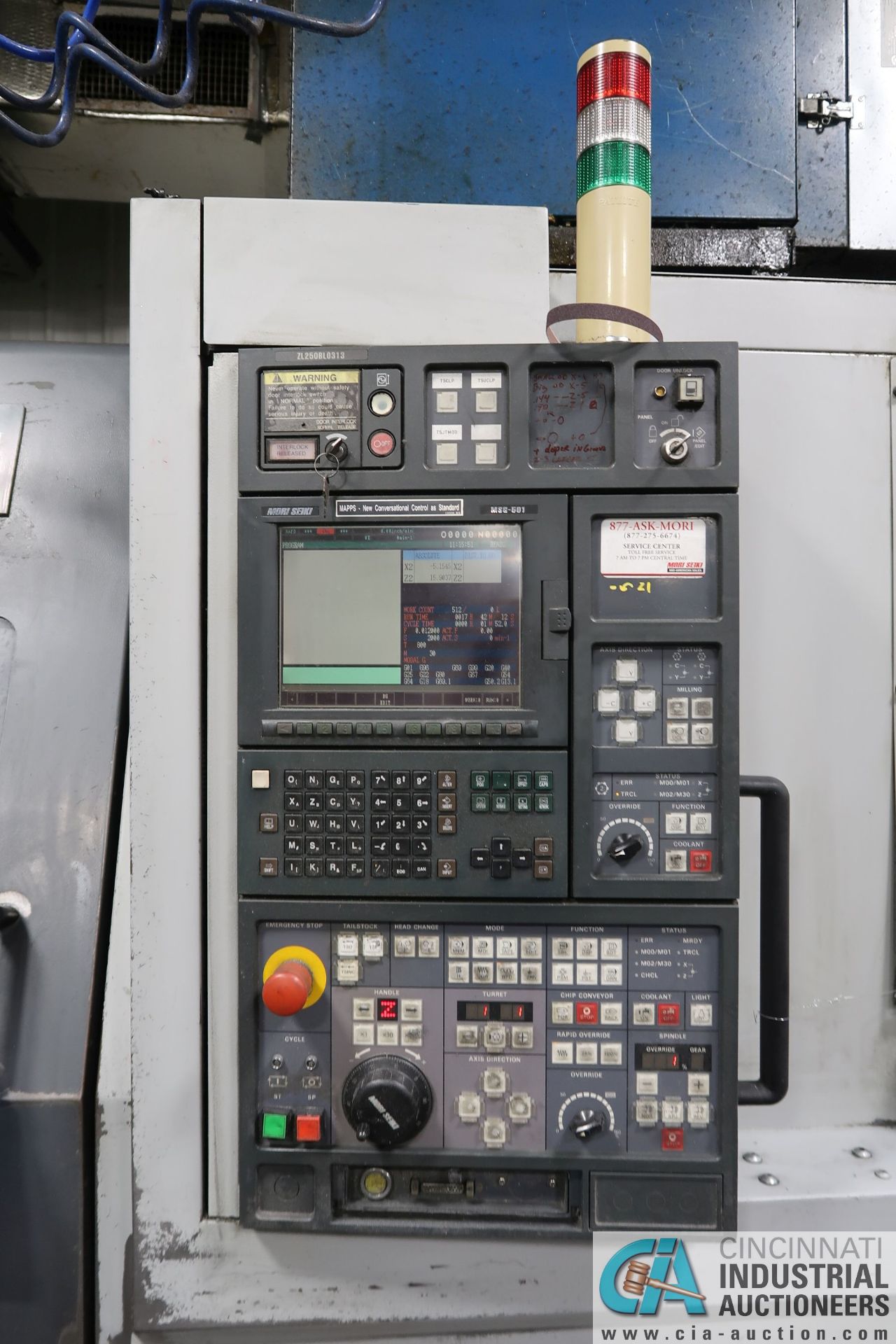 MORI SEIKI MODEL ZL-253 CNC TURNING CENTER; S/N ZL250BL0313, MSG-501 CONTROL, 10" CHUCK, DUAL TURRET - Image 6 of 21