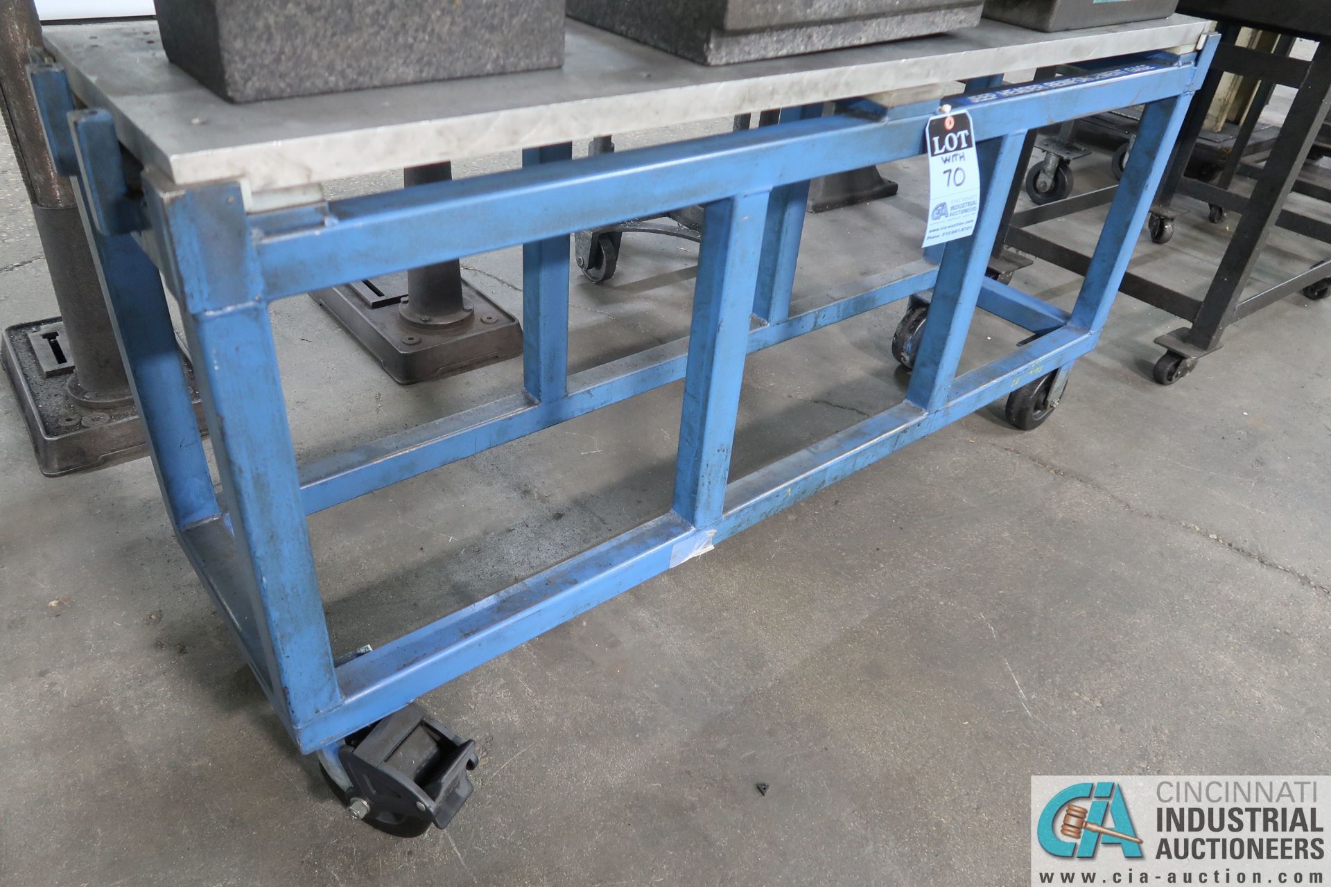 15" X 62" X 32" HIGH X 1-1/4" THICK ALUMINUM TOP PLATE PORTABLE FIXTURE TABLE WITH 24" X 30" X 36" - Image 2 of 2