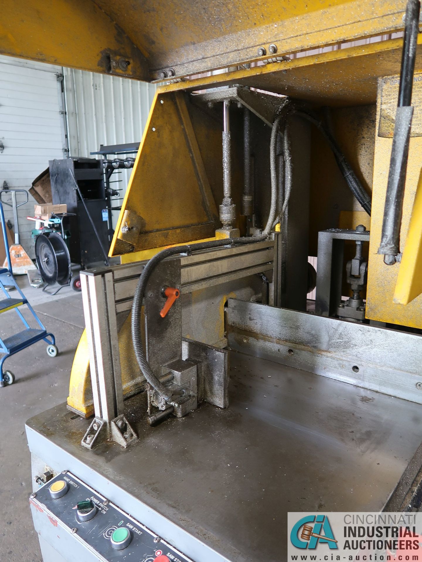 24" PAT MOONEY SAWS MODEL PM1-24D SEMI-AUTO UPACTING SAW; S/N 10008100001, WITH 14' TIGER STOP IN - Image 3 of 17