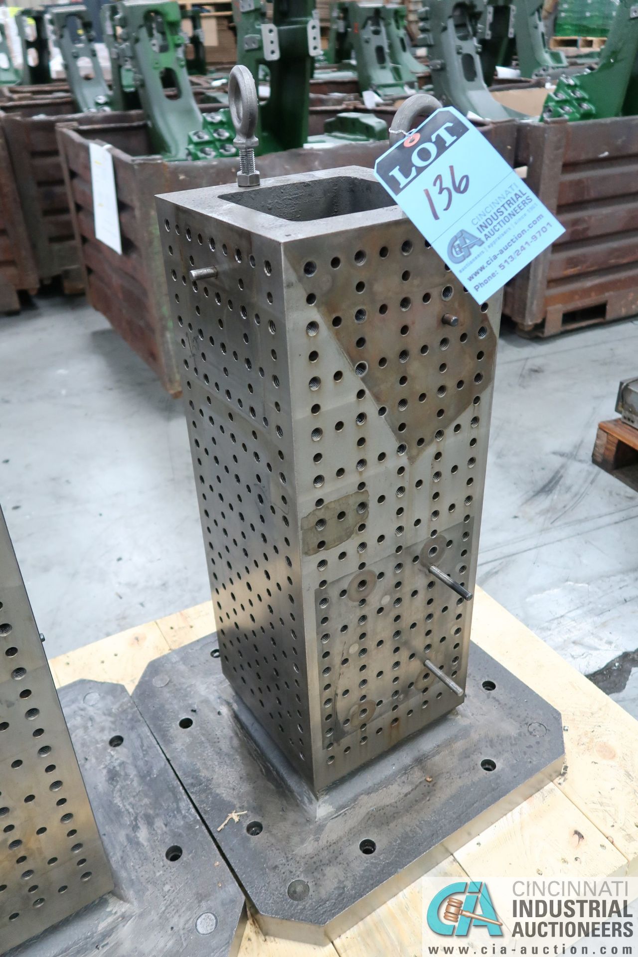 **10" X 10" X 28" HIGH DRILLED AND TAPPED TOMBSTONE, 19-3/4" X 19-3/4" BASE **LOCATED IN COLUMBIA