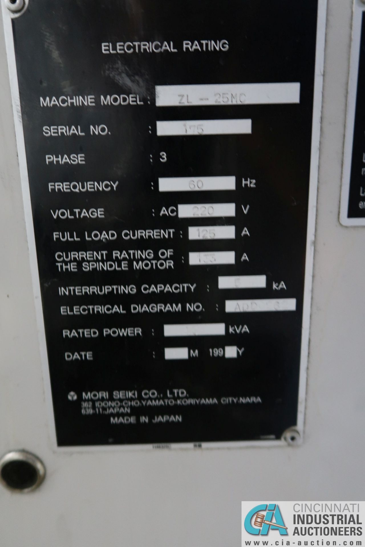 MORI SEIKI MODEL ZL-25MC CNC TURNING CENTER; S/N 175 (NEW 4-1997), MSC-516 CONTROL, 10" CHUCK, - Image 17 of 18