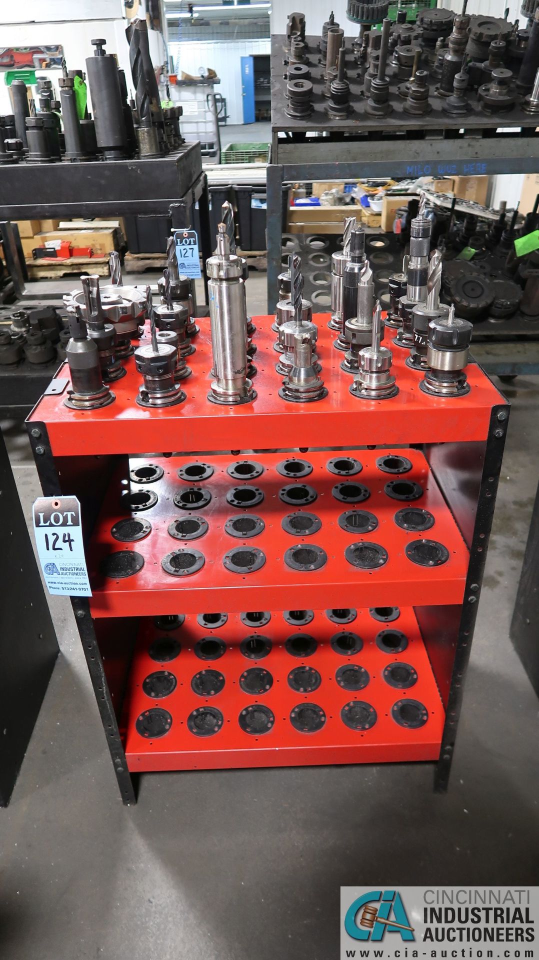 CAT 40 TAPER TOOLHOLDERS WITH HUOT STATIONARY TOOL TOWER