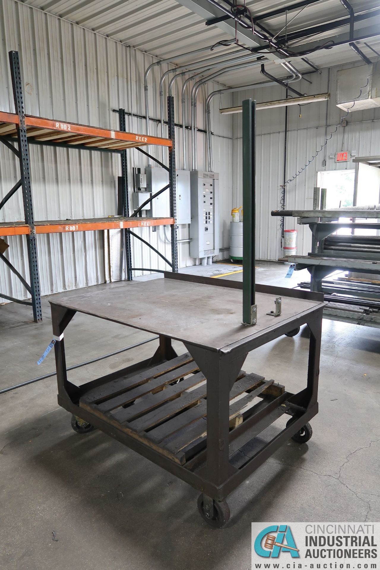 36" X 50" X 33" HIGH X 5/8" THICK STEEL TOP PLATE HEAVY DUTY WELDED PORTABLE STEEL CART - Image 2 of 2