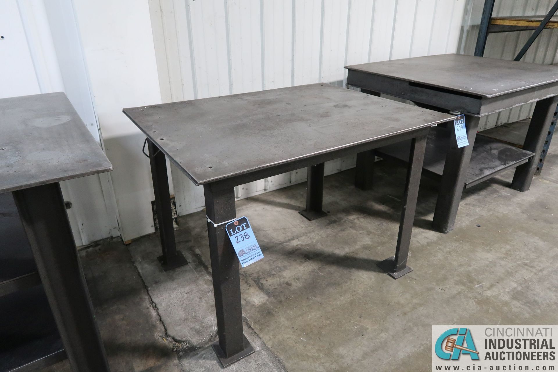 36" X 46" X 32-3/4" HIGH X 1/2" THICK STEEL TOP PLATE HEAVY DUTY WELDED STEEL TABLE