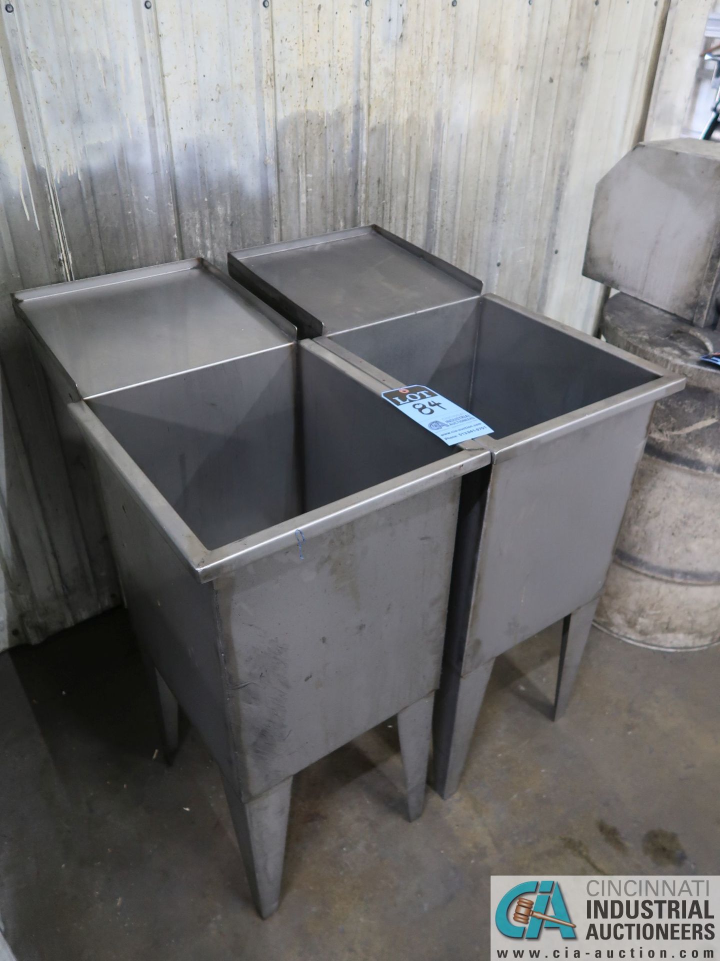 14" X 16" X 18" DEEP CUSTOM BUILT STAINLESS STEEL WASH TUBS