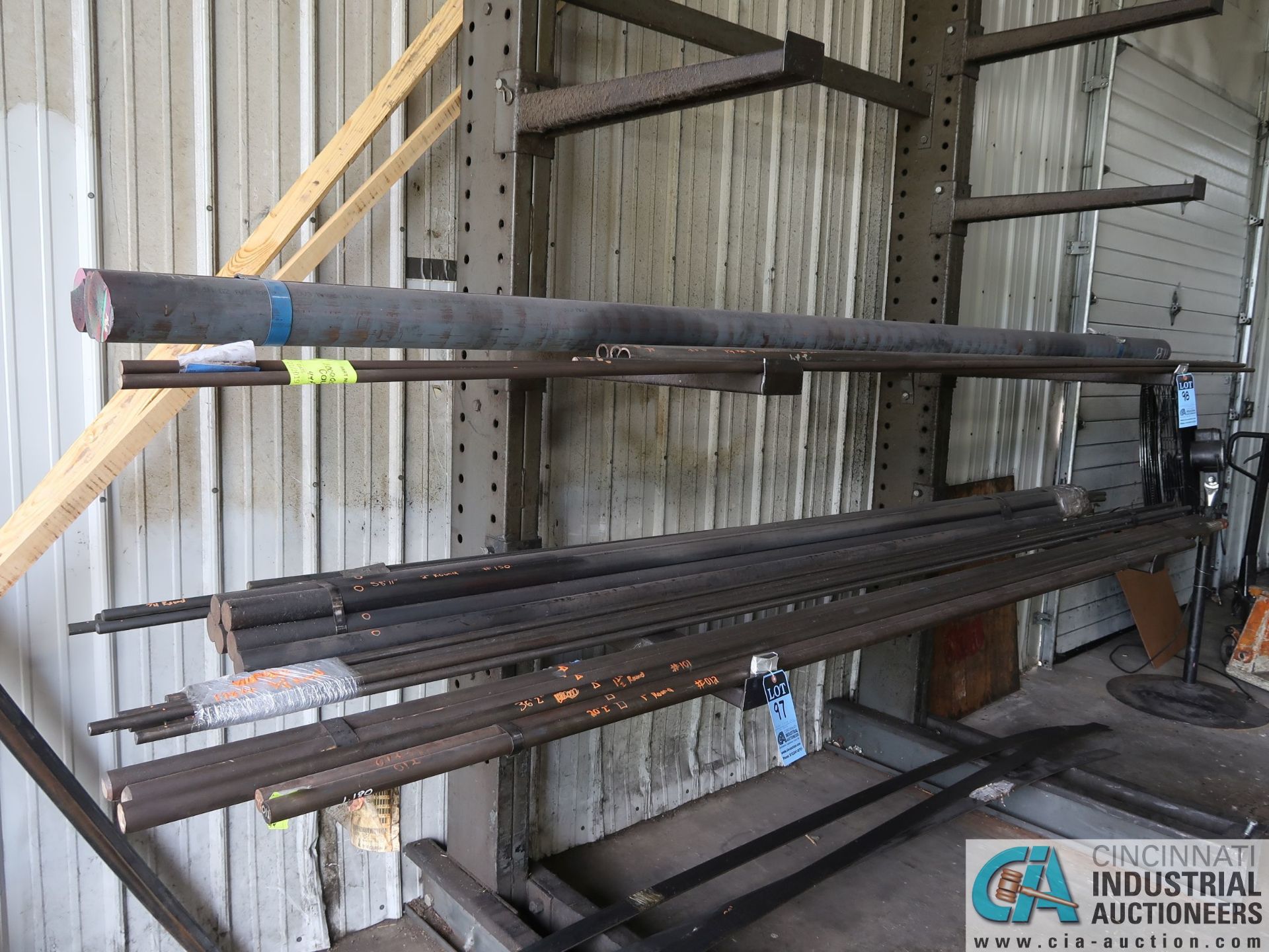 (LOT) MISCELLANEOUS BAR STOCK ON CANTILEVER RACK AND (2) MATERIAL CARTS **NO CARTS OR RACK** - Image 2 of 7