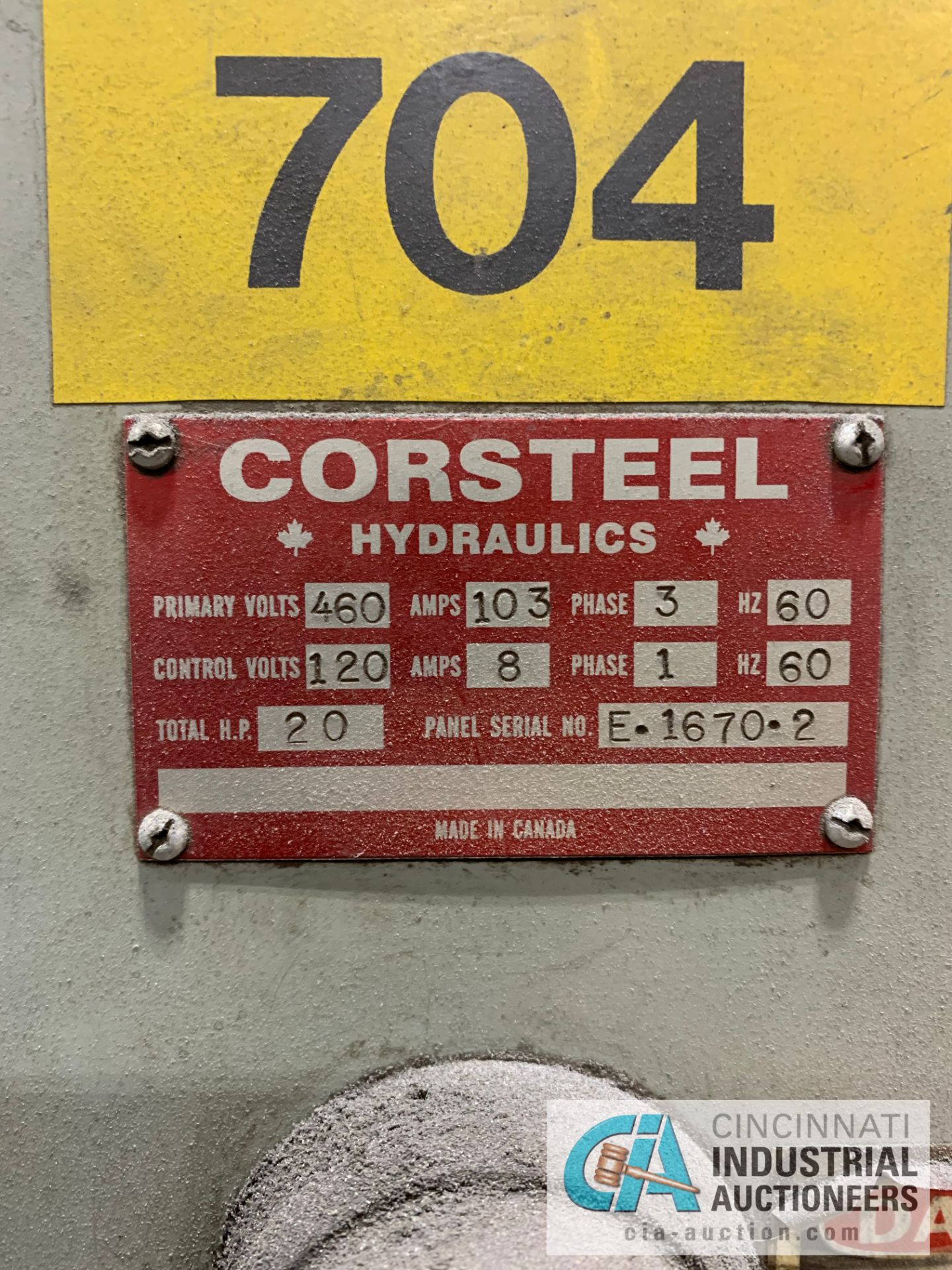 400 TON CORSTEEL MODEL PM-400-1618-ID HYDRAULIC MOLD PRESS; S/N CH-1670-07-01-2, 2,550 MAX PSI ** - Image 8 of 8