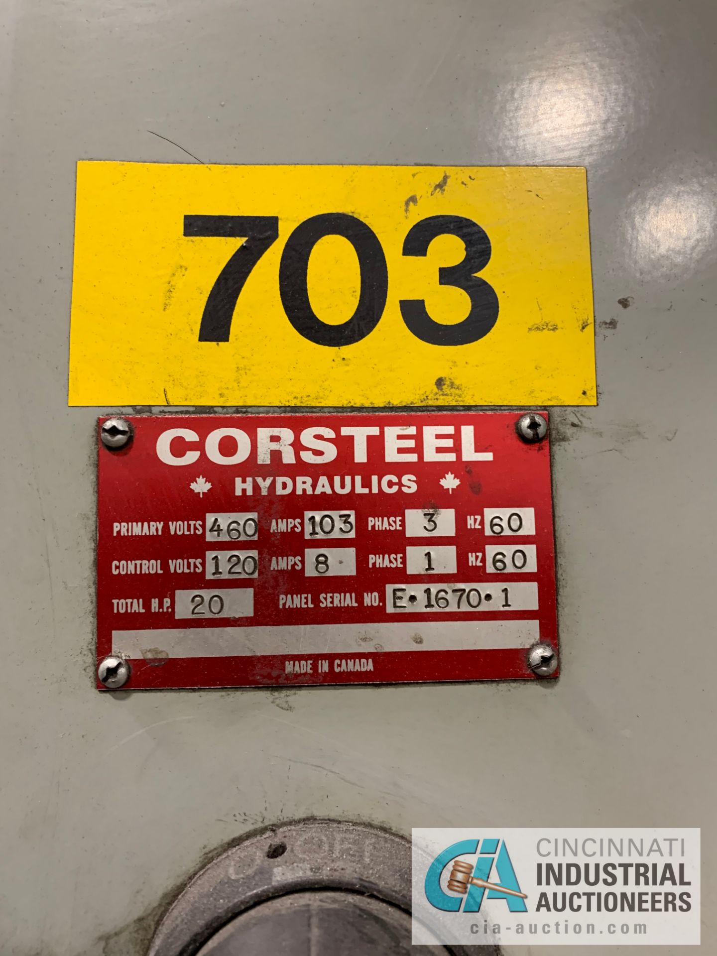 400 TON CORSTEEL MODEL PM-400-1618-ID HYDRAULIC MOLD PRESS; S/N CH-1670-07-01-1, 2,550 MAX PSI ** - Image 3 of 7