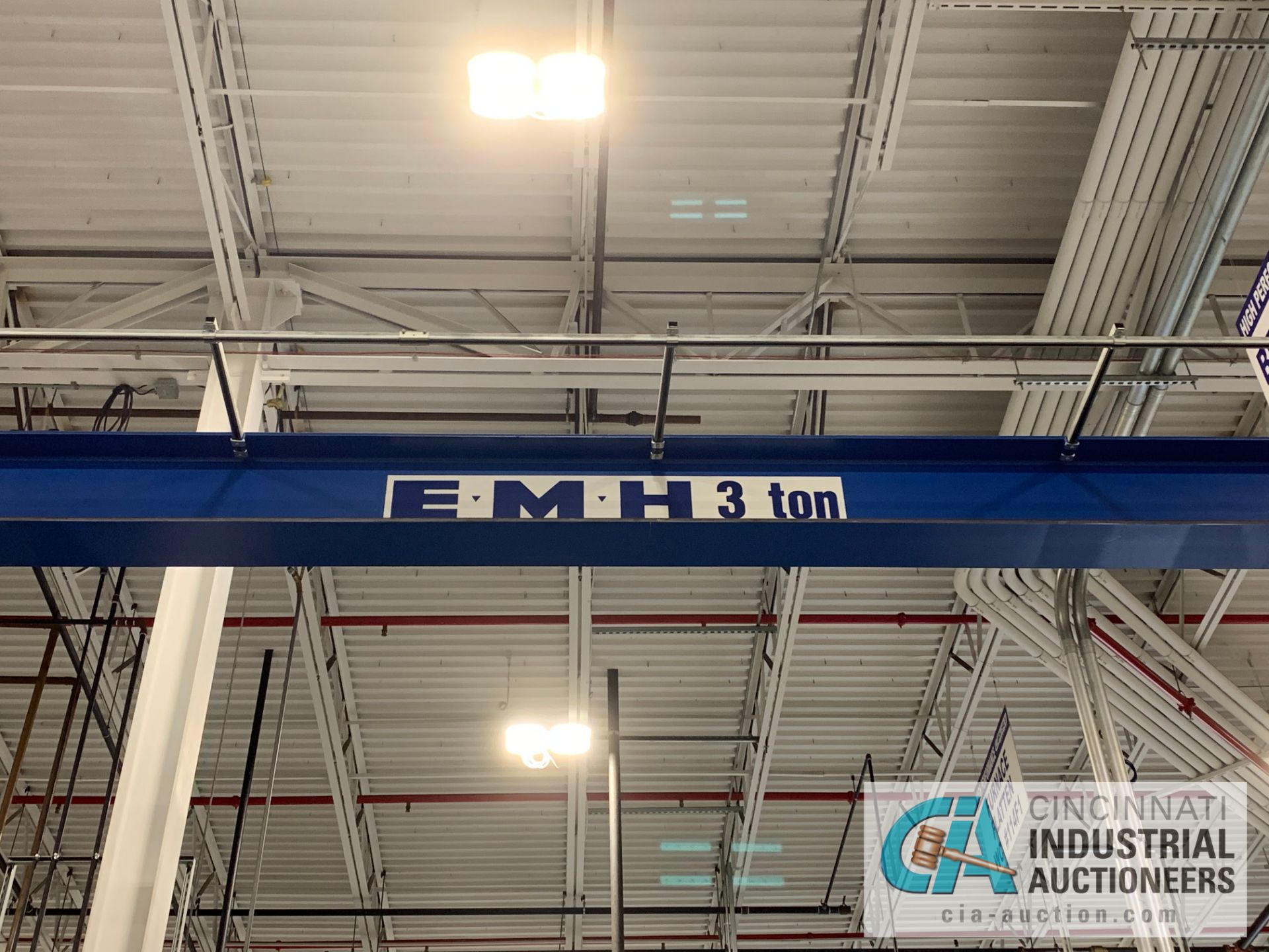 3 TON EMH MONORAIL GANTRY HOIST WITH ELECTRIC CABLE HOIST, 14' WIDE X 33'8" LONG X 19,6" HIGH - Image 3 of 7