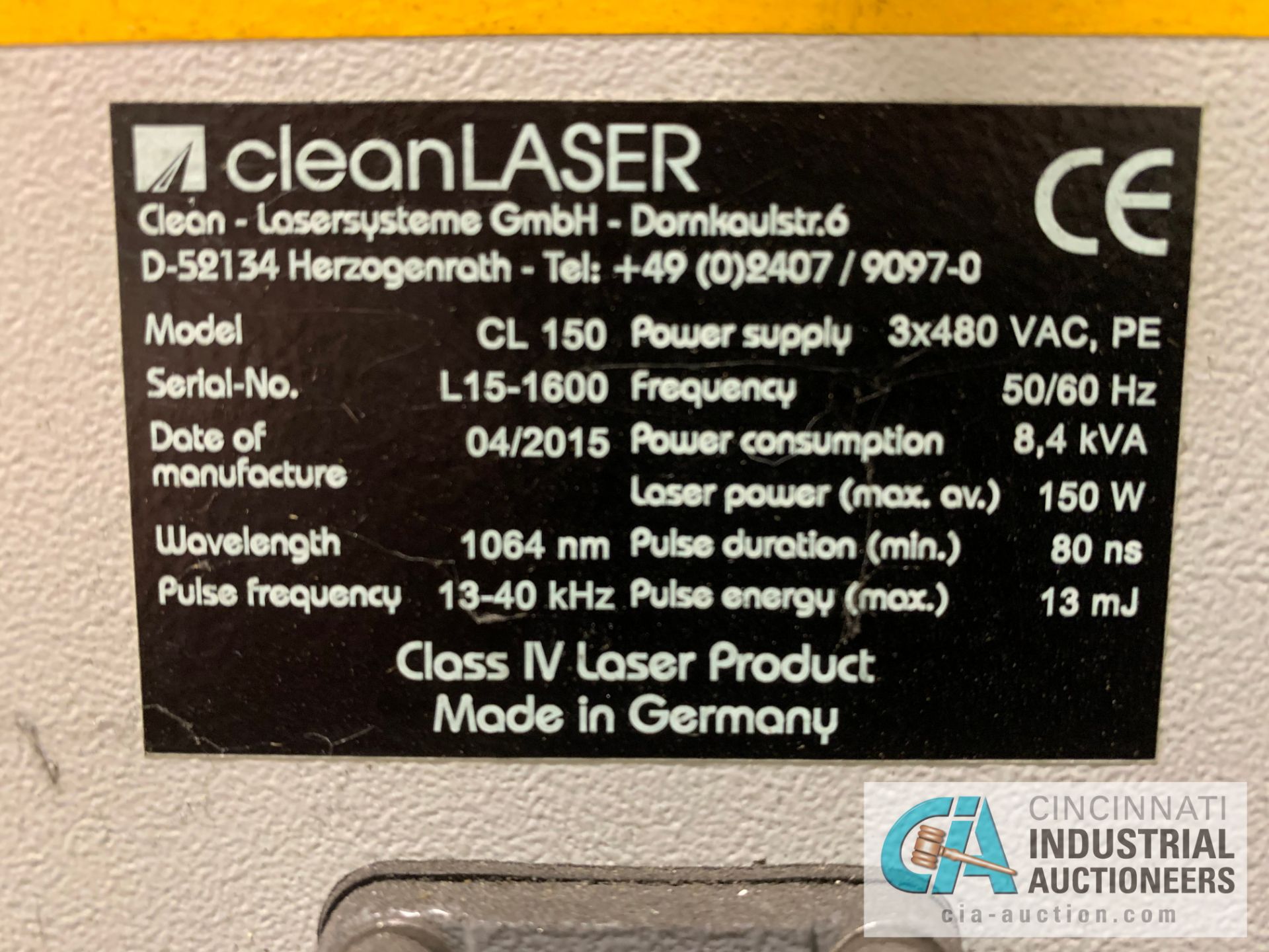 150 WATT CLEANLASER CL-150 CNC COMPACT CLEANING LASER; S/N L15-1600 (2015) SIEMENS SIMATIC PANEL - Image 3 of 6