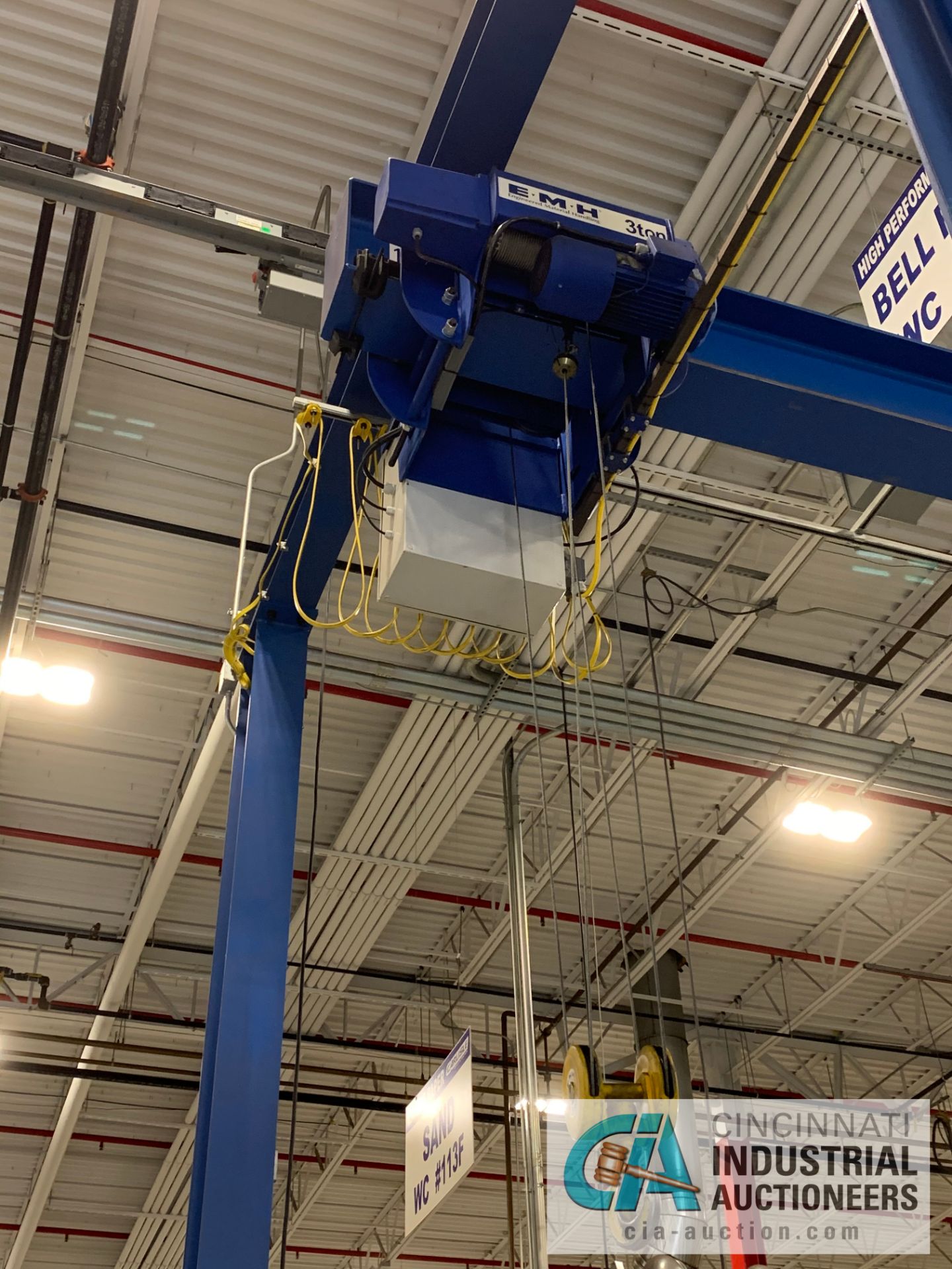 3 TON EMH MONORAIL GANTRY HOIST WITH ELECTRIC CABLE HOIST, 14' WIDE X 33'8" LONG X 19,6" HIGH - Image 6 of 7