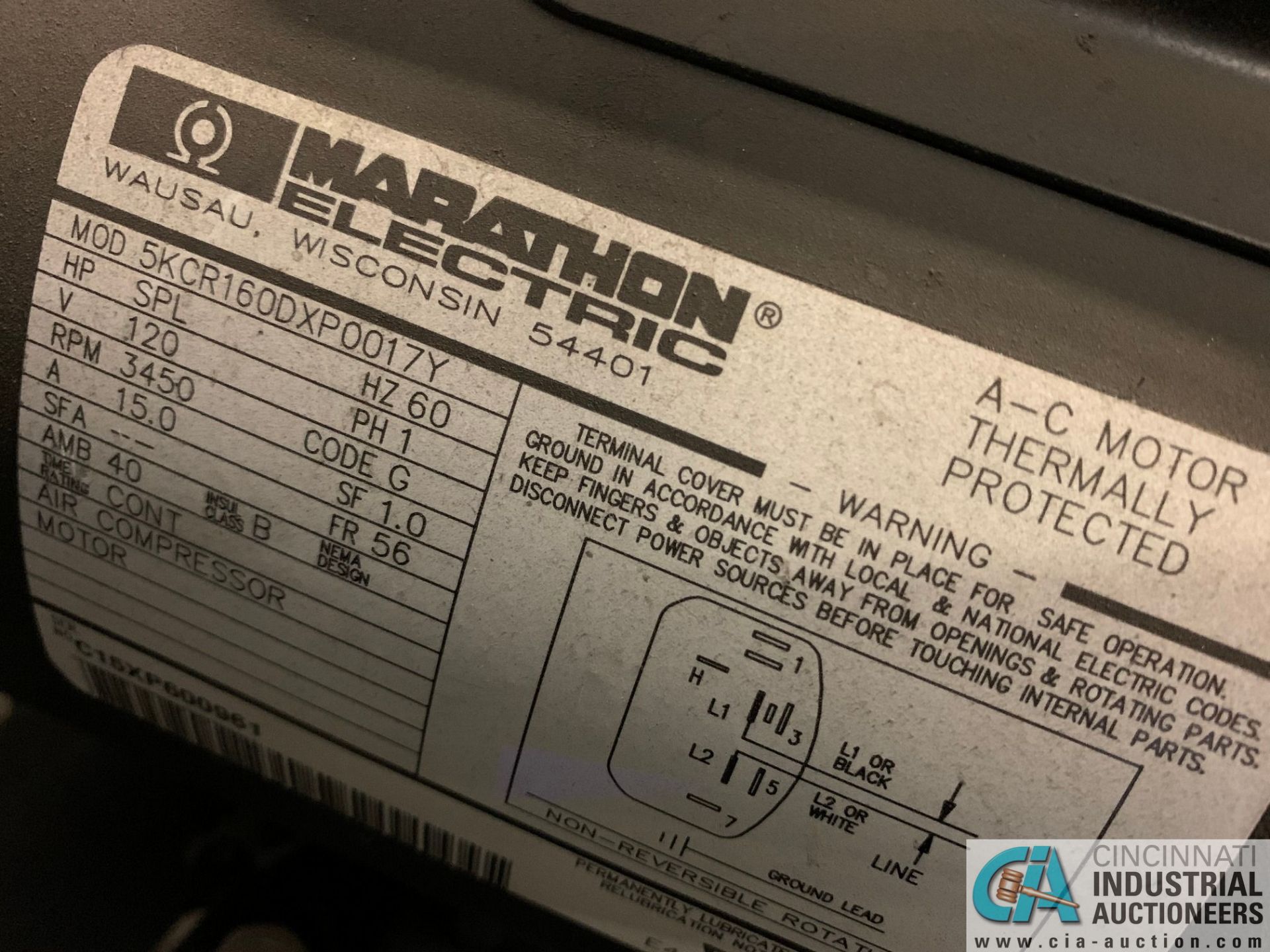 2-HP CENTRAL PNEUMATIC ITEM 61489 AIR COMPRESSOR; S/N 02957, 29-GALLON TANK, 150 MAX PSI (2015) ( - Image 4 of 7