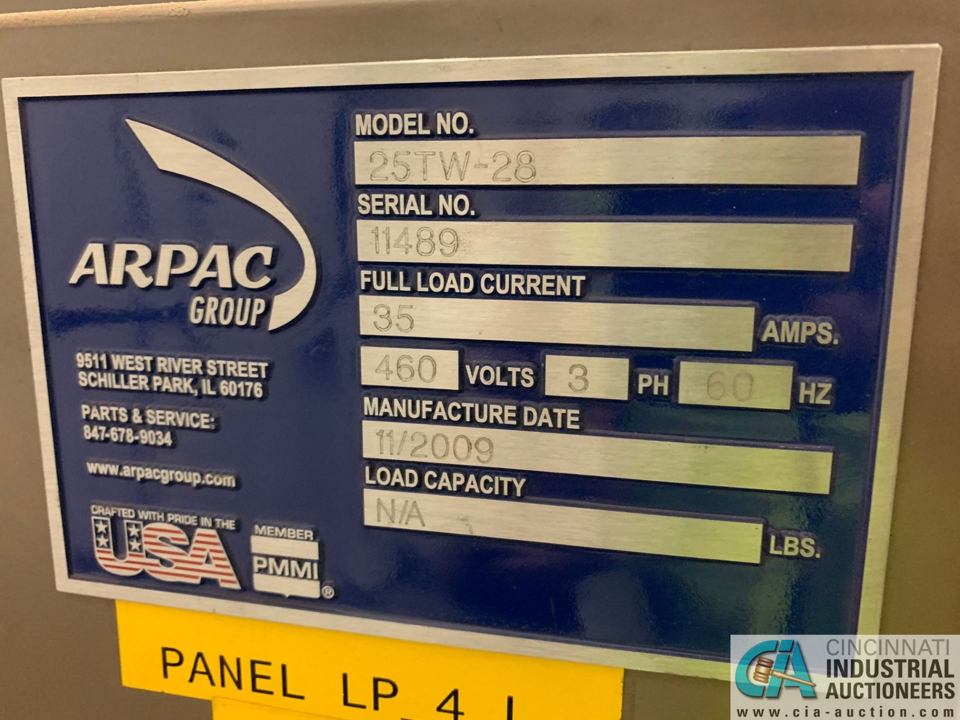 ARPAC MODEL 25TW-28 SHRINK WRAPPER / HEAT TUNNEL; S/N 11489, HEIGHT RANGE: 4" - 12", LENGTH (FLOW - Image 5 of 19