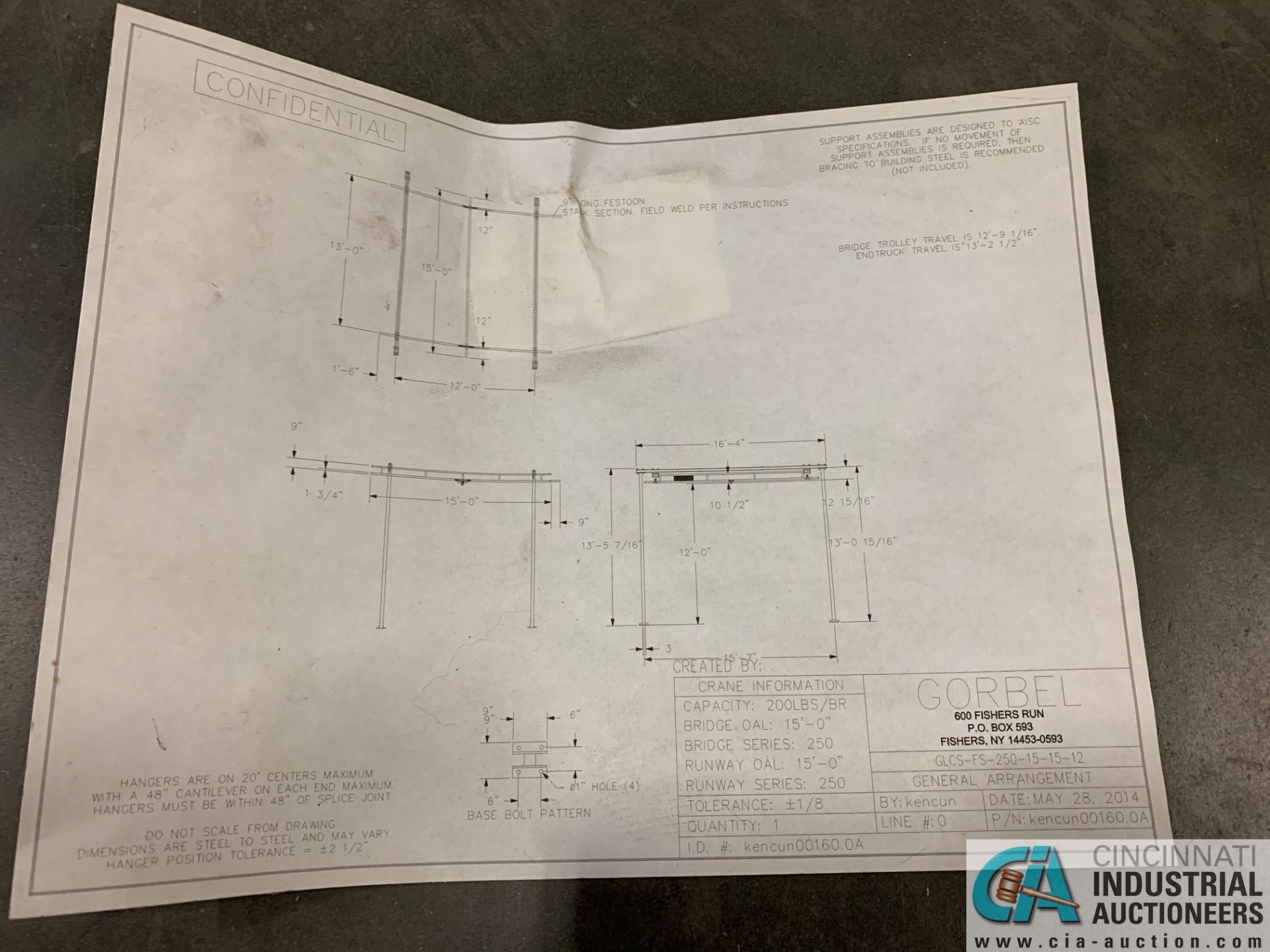 200 LB. GORBEL MODEL GLCS-FS-250-15-15-12 FREE-STANDING CRANE SYSTEM; 15' BRIDGE OAL, 15' RUNWAY - Image 8 of 15