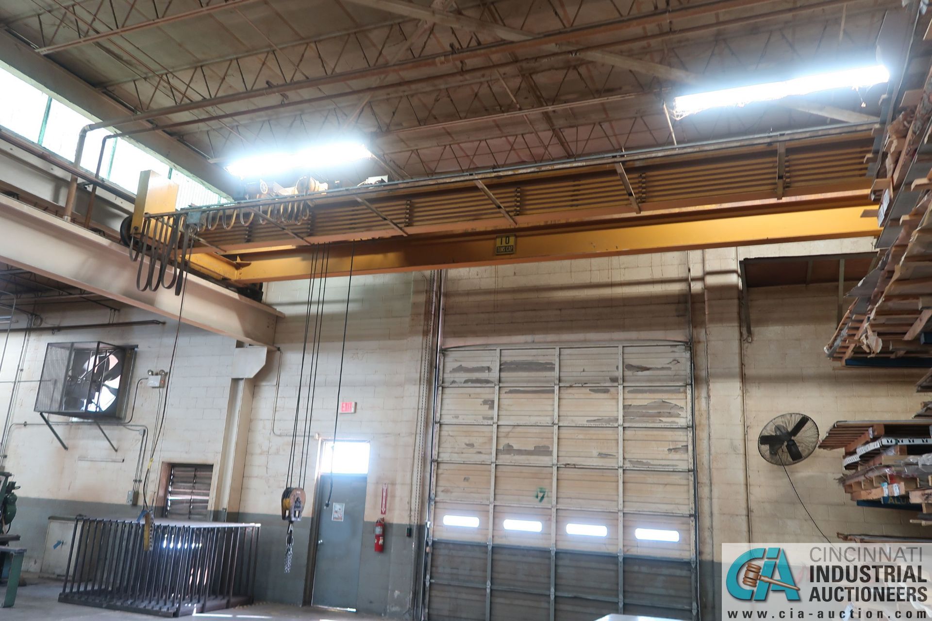 10 TON X 38' SPAN (APPROX.) SHAW BOX TOP RUNNING DOUBLE GIRDER BRIDGE CRANE - Image 2 of 6