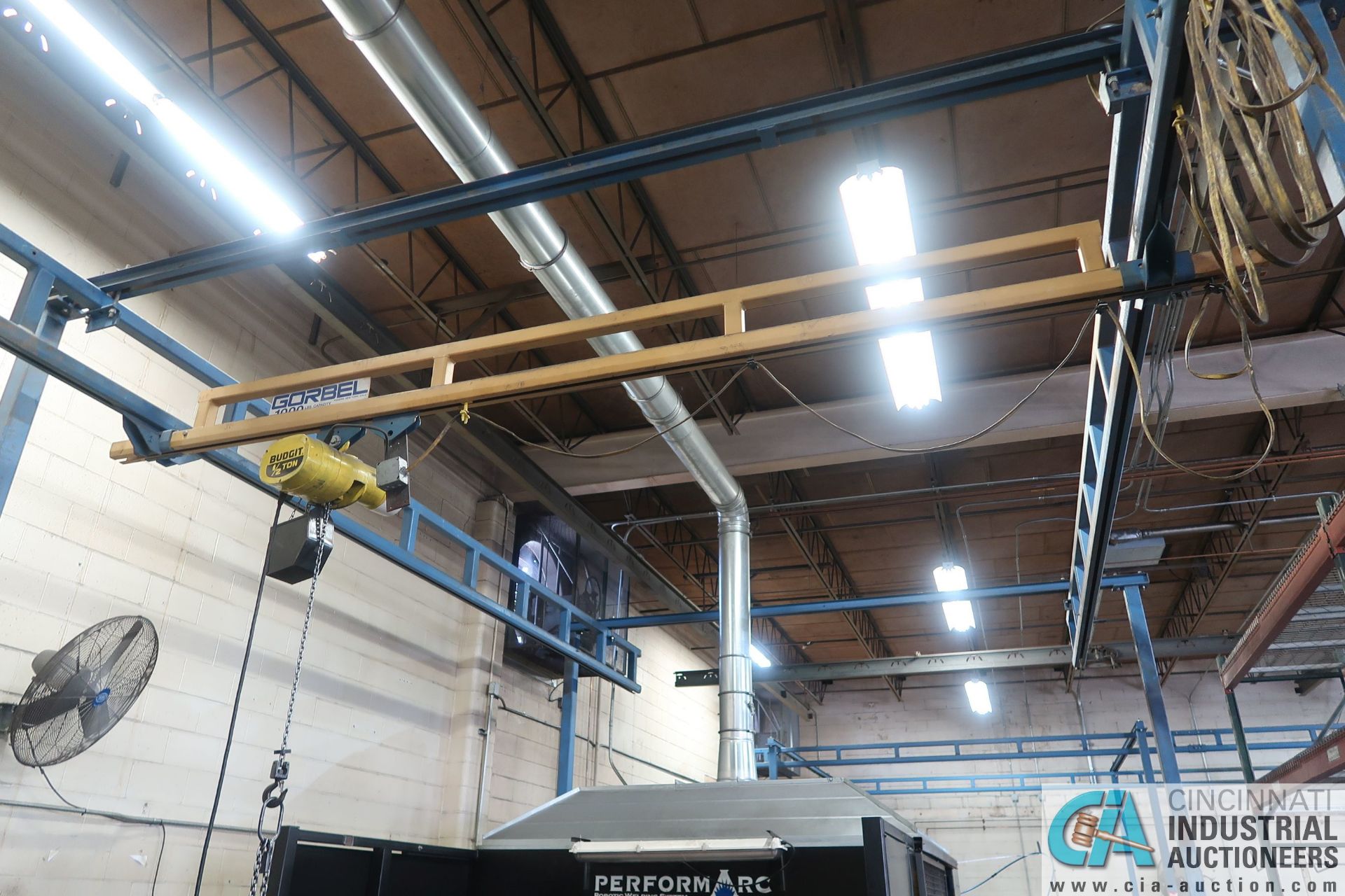 15' X 24' X 12' HIGH 1/2 TON GORBEL FREE STANDING CRANE SYSTEM WITH 1/2 TON BUDGIT ELECTRIC CHAIN - Image 2 of 5