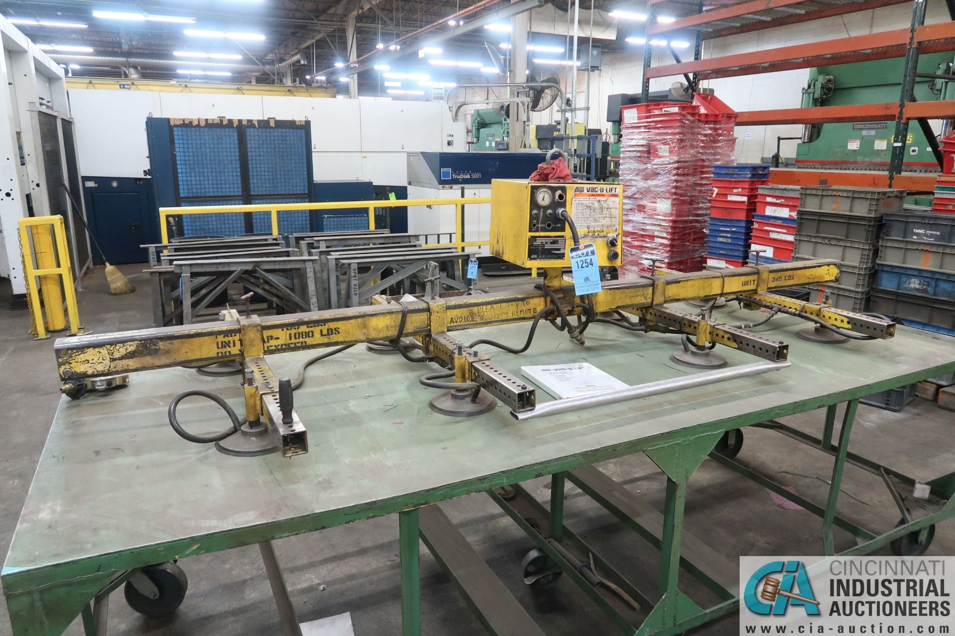 1,080 LB. X 120" ACCO MODEL 1100-10-4-4-8 VACUUM SHEET LIFTER; S/N 12713741