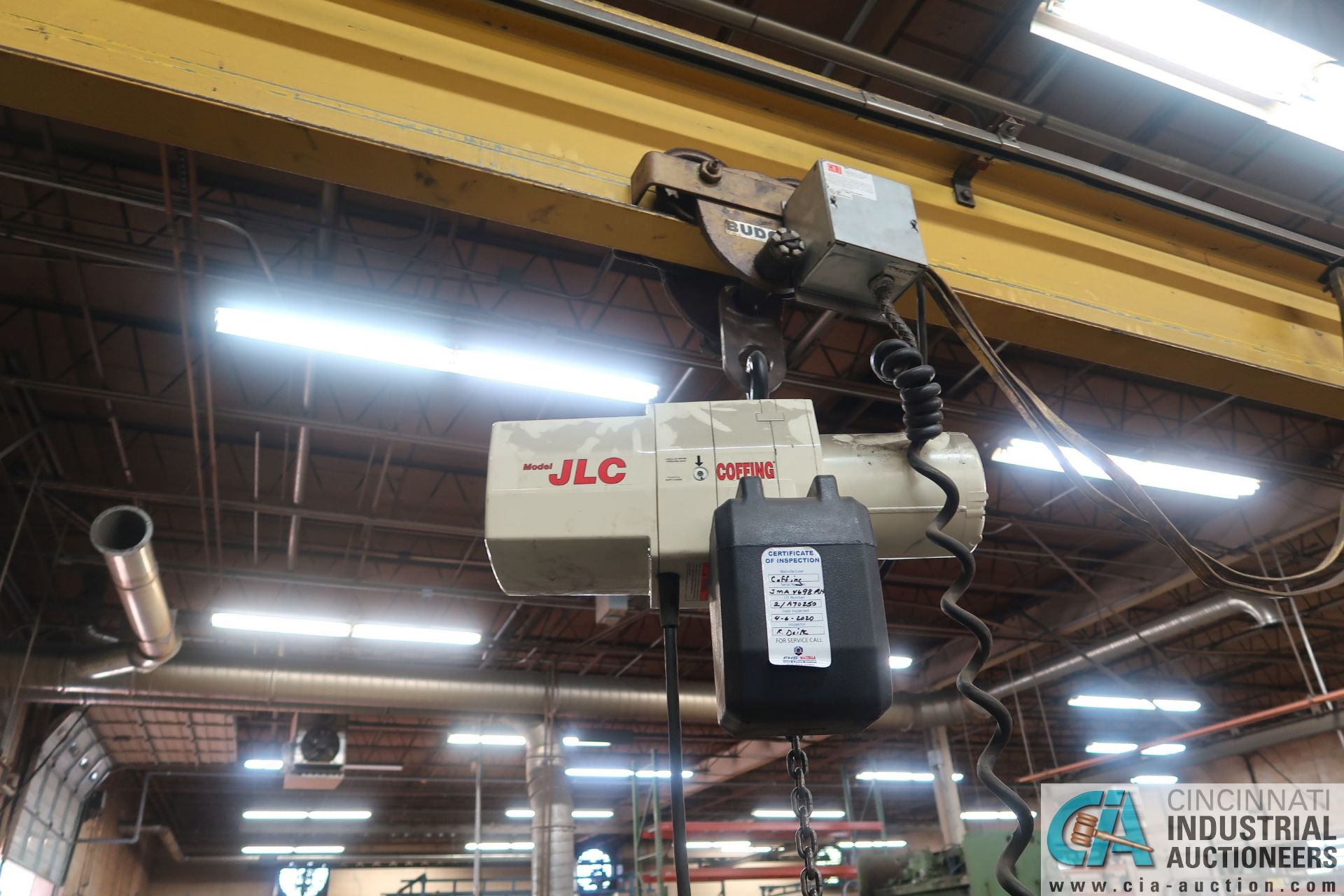 1 TON X 34' (APPROX.) SPAN ACCO SINGLE GIRDER BOTTOM RUNNING BRIDGE CRANE *NO RAILS* - Image 2 of 4