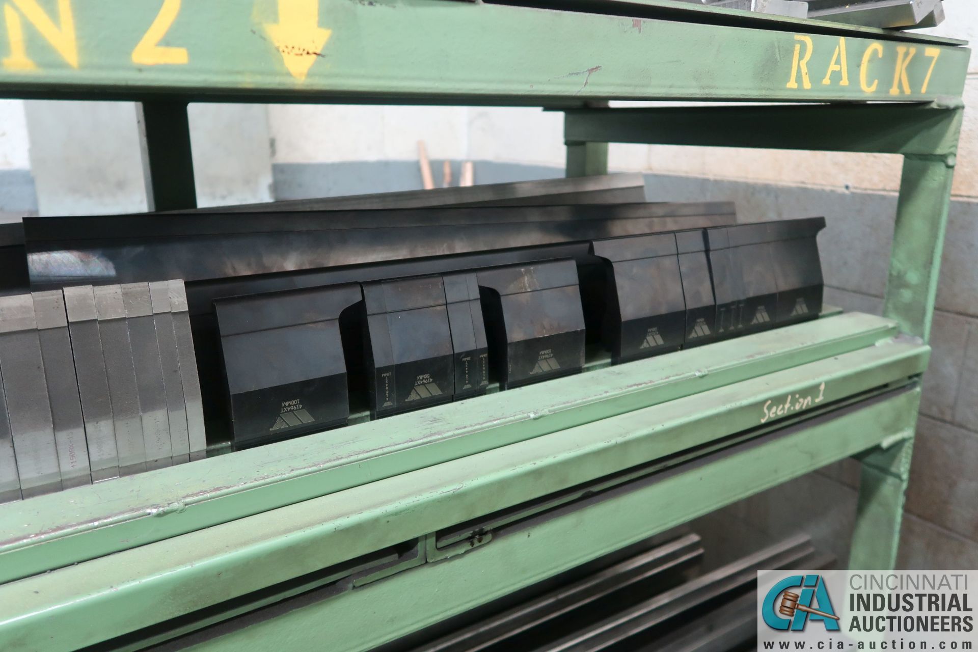 (LOT) (155) PRESS BRAKE DIES, PUNHCES AND FIXTURE3S WITH RACK - Image 6 of 14