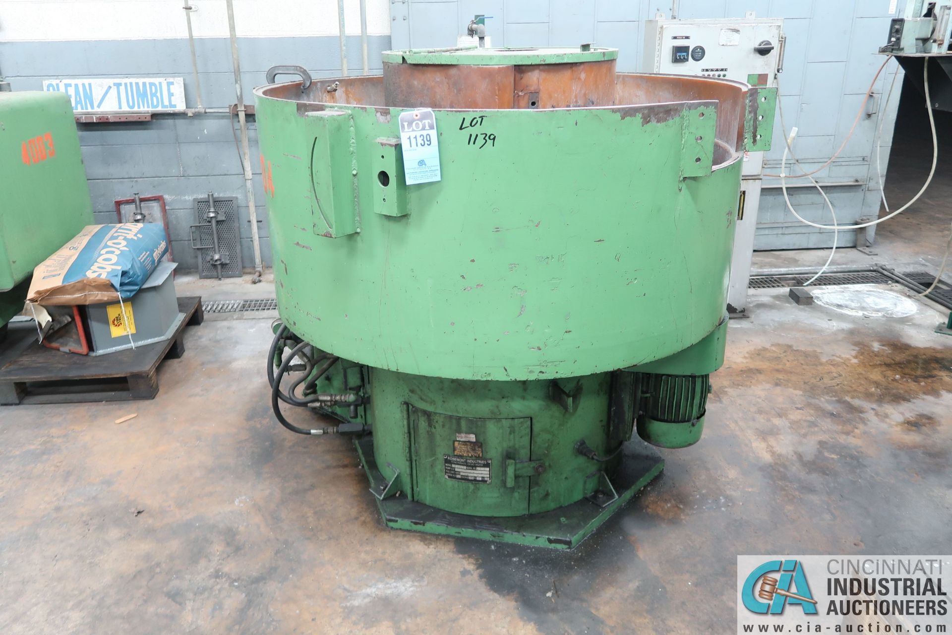 56" DIA. ROSEMONT MODEL RF1412 VIBRATORY BOWL FINISHER; S/N RE-258, 5-HP