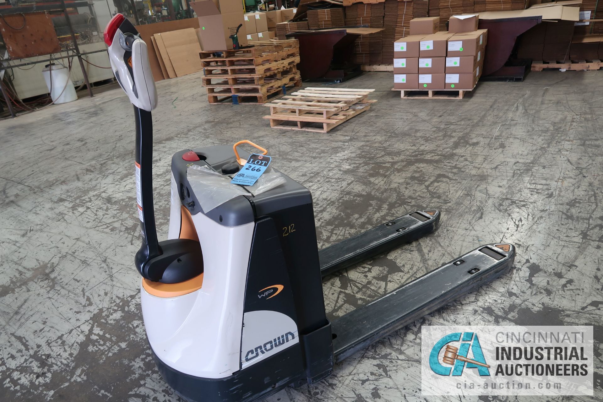 2,000 LB. CROWN MODEL WP3035-45 ELECTRIC WALK BEHIND PALLET TRUCK; S/N 7A291635, WITH BUILT IN