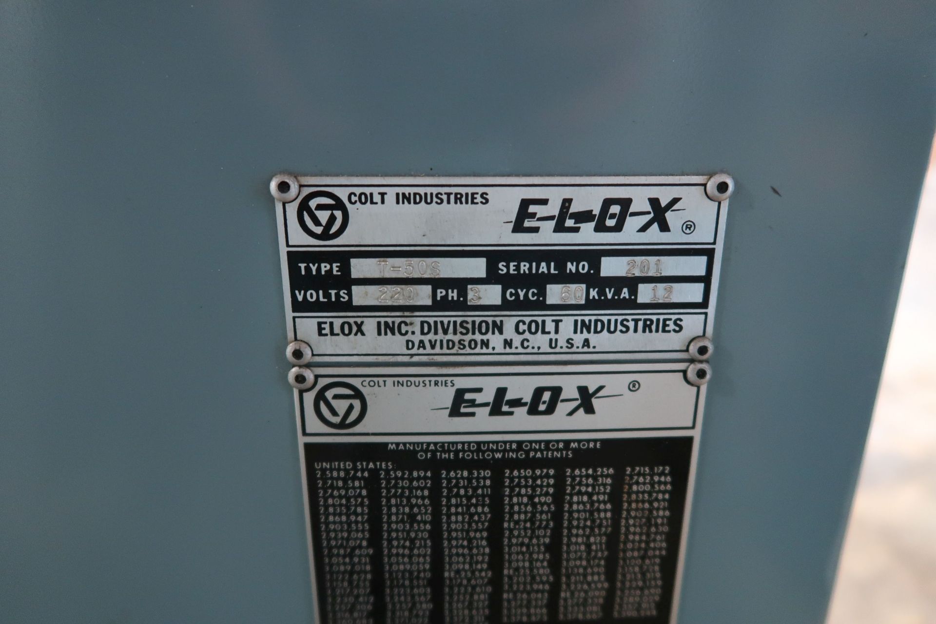 ELOX T50S EDM CONTROL CABINET; S/N 201 - Image 2 of 3