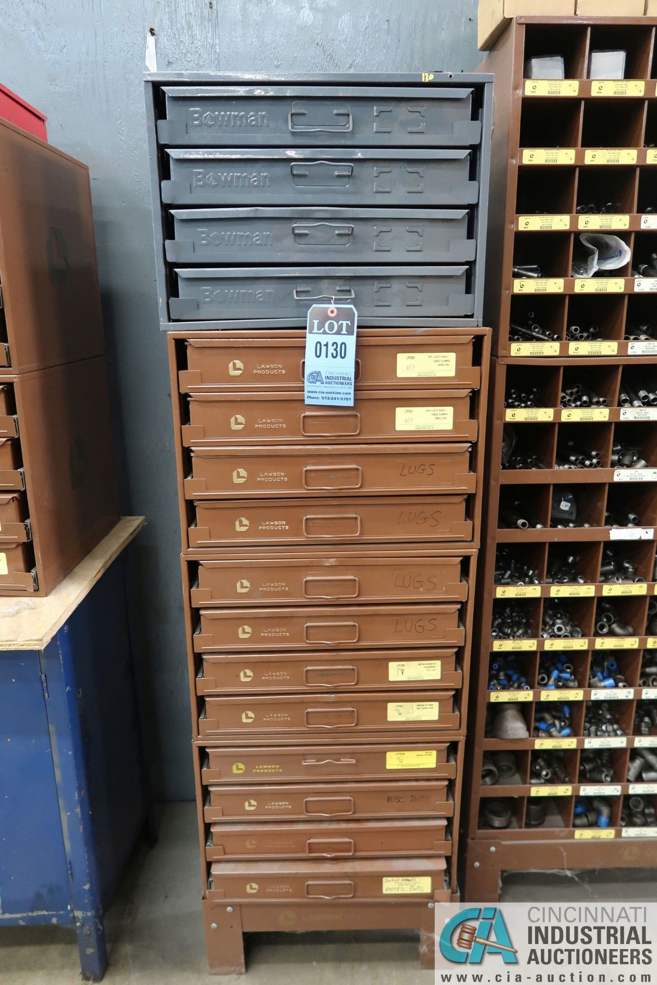 16-DRAWER HARDWARE CABINET WITH MISCELLANEOUS HARDWARE