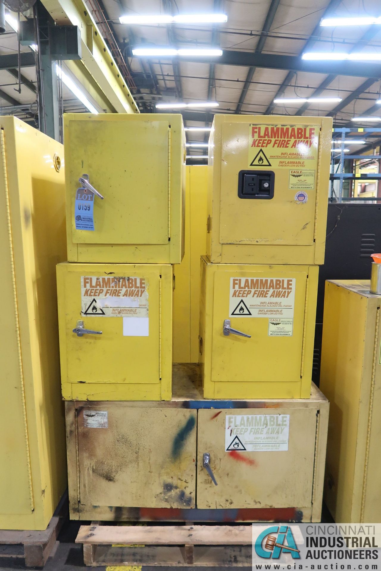 (5) FLAMMABLE CABINETS, (1) 15 GALLON AND (4) 4 GALLON