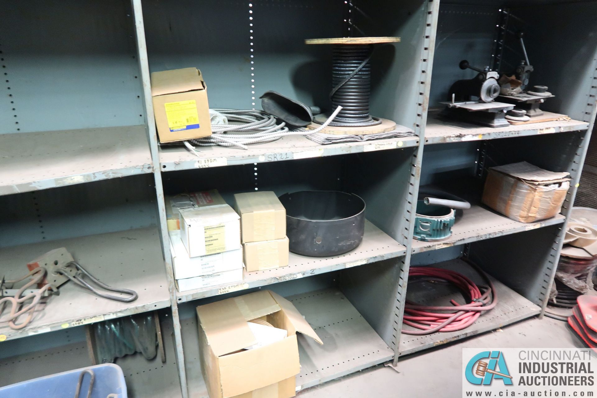 CONTENTS OF MAINTENANCE CRIB INCLUDING FILTERS, HARDWARE, MACHINE PARTS, LIGHTING, WIRE, - Image 31 of 58