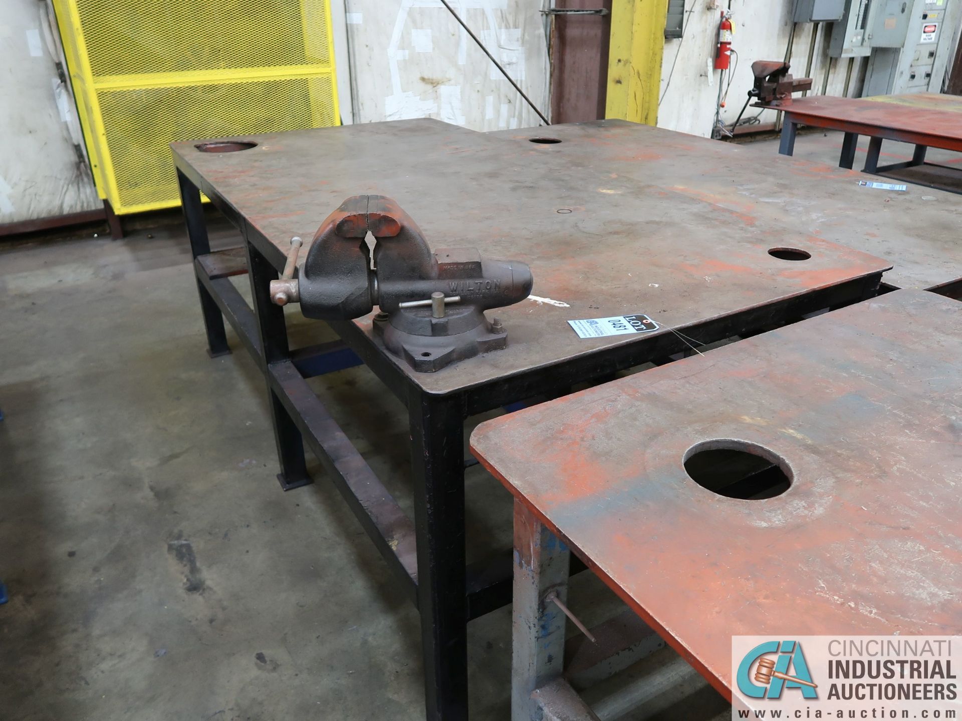 48" X 98" HEAVY DUTY STEEL TABLE, WITH 5" VISE, 20,000 LB. LOAD - Image 3 of 3