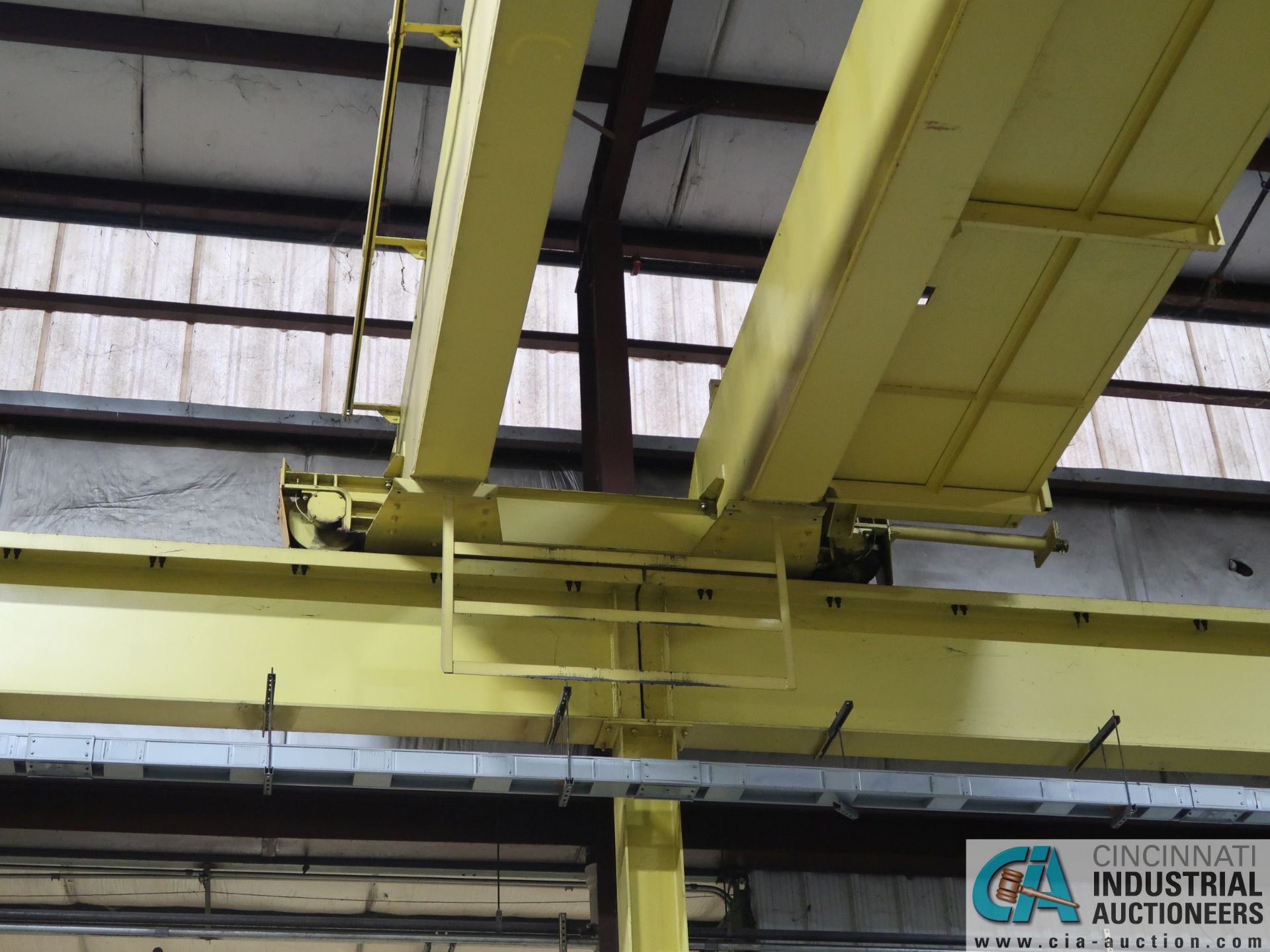 20 TON X 56' (APPROX.) SPAN DOUBLE GIRDER TOP RUNNING OVERHEAD BRIDGE CRANE; S/N 9160, RADIO REMOTE - Image 9 of 9