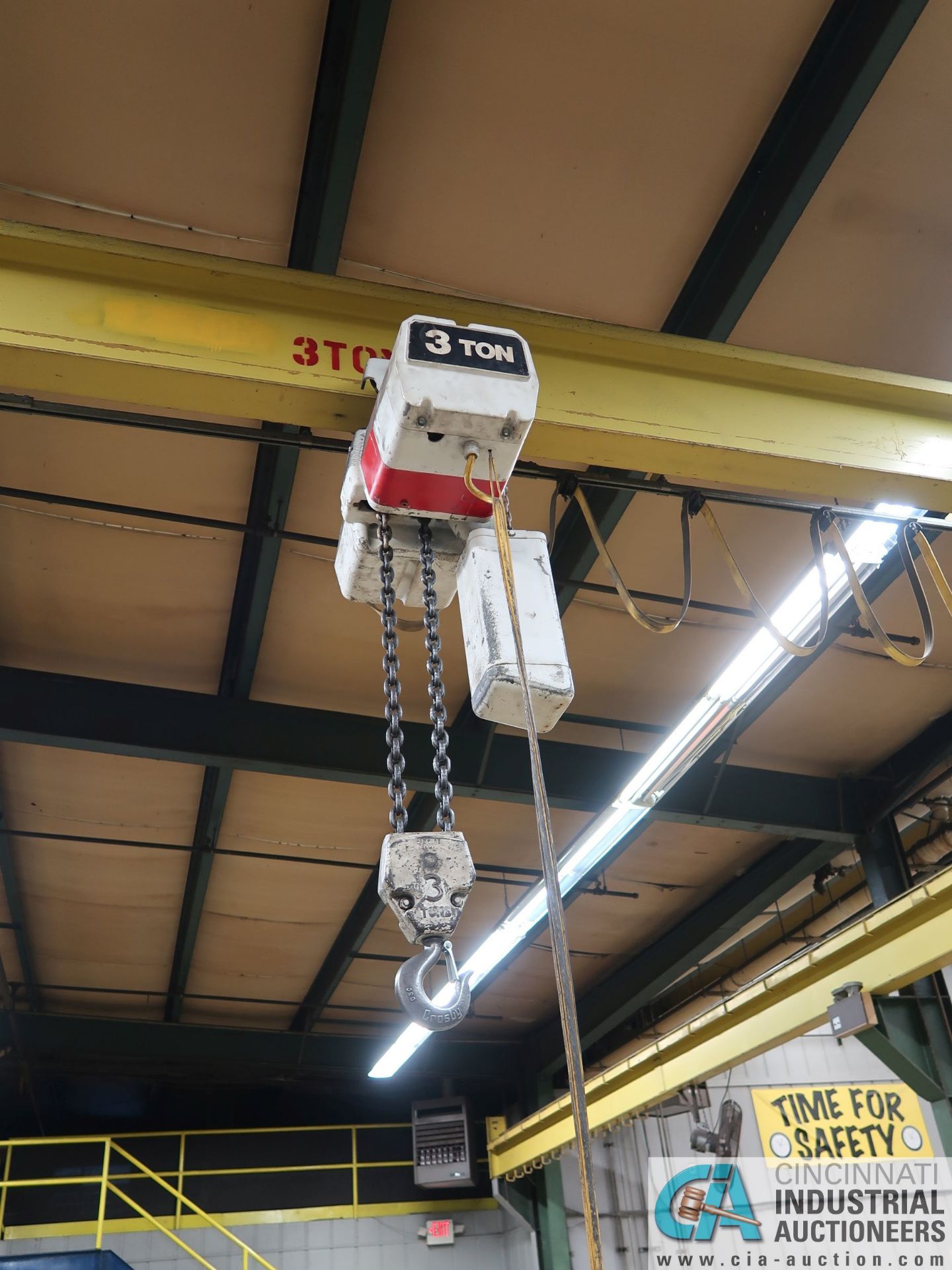 3 TON X 28' (APPROX.) SINGLE GIRDER TOP RUNNING OVERHEAD BRIDGE CRANE, 3 TON COFFING CHAIN HOIST, - Image 4 of 5