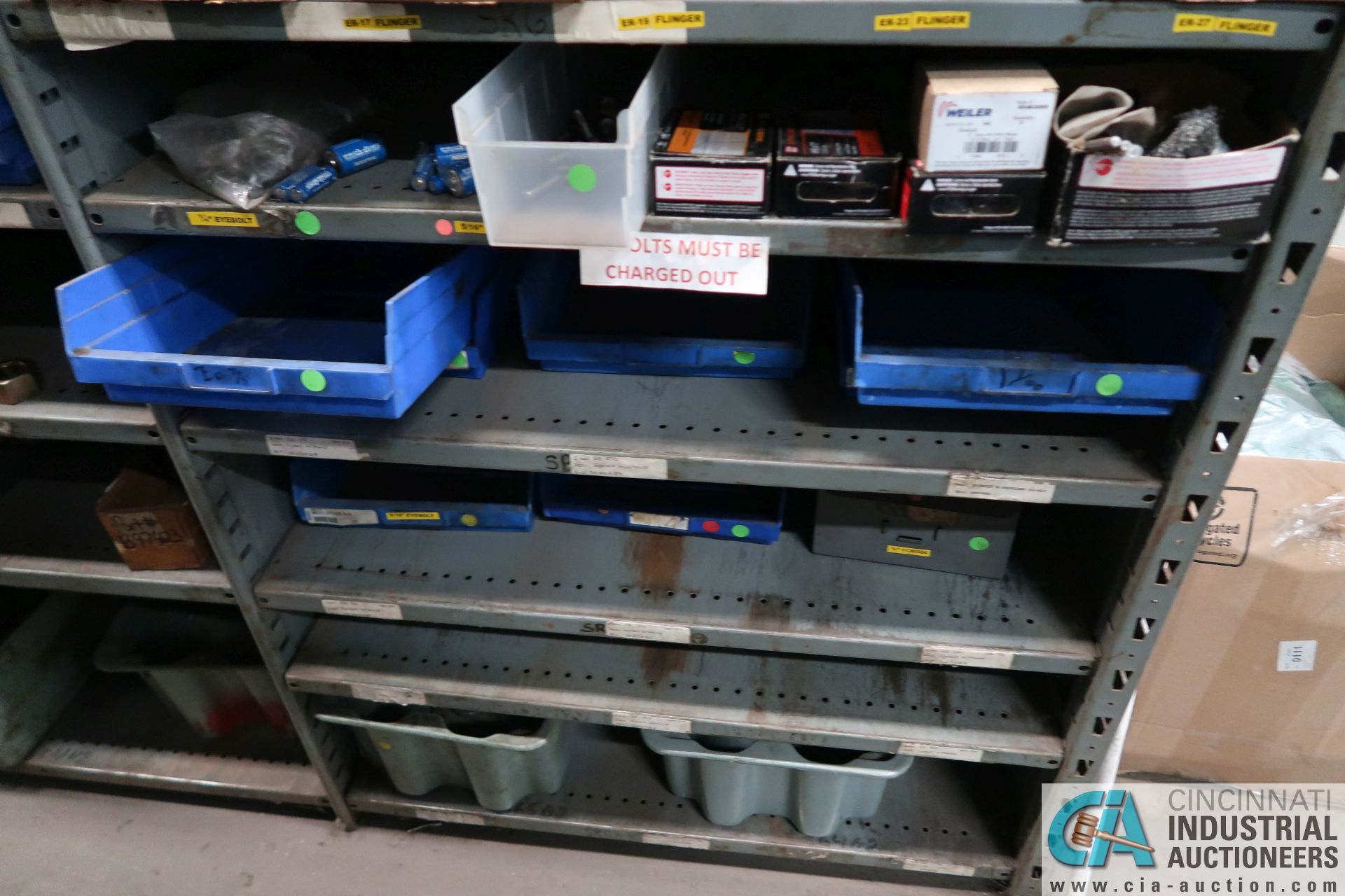 CONTENTS OF MAINTENANCE CRIB INCLUDING FILTERS, HARDWARE, MACHINE PARTS, LIGHTING, WIRE, - Image 10 of 58