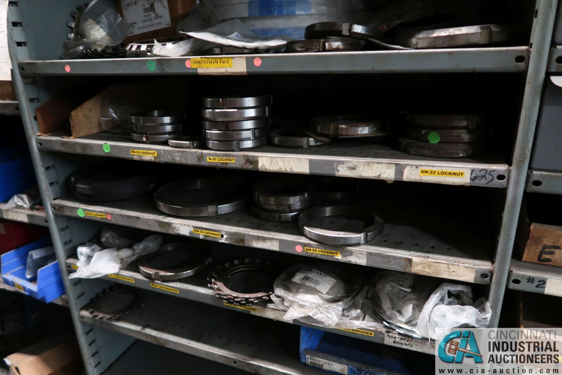 CONTENTS OF MAINTENANCE CRIB INCLUDING FILTERS, HARDWARE, MACHINE PARTS, LIGHTING, WIRE, - Image 11 of 58