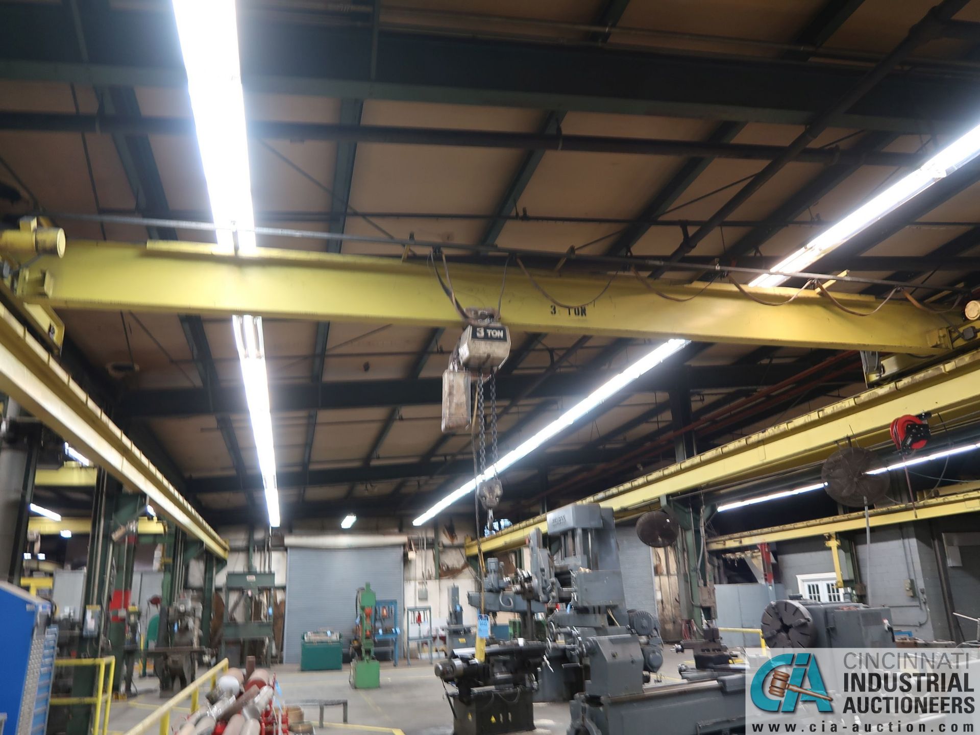 3 TON X 28' (APPROX.) SINGLE GIRDER TOP RUNNING OVERHEAD BRIDGE CRANE, 3 TON COFFING CHAIN HOIST, - Image 3 of 5