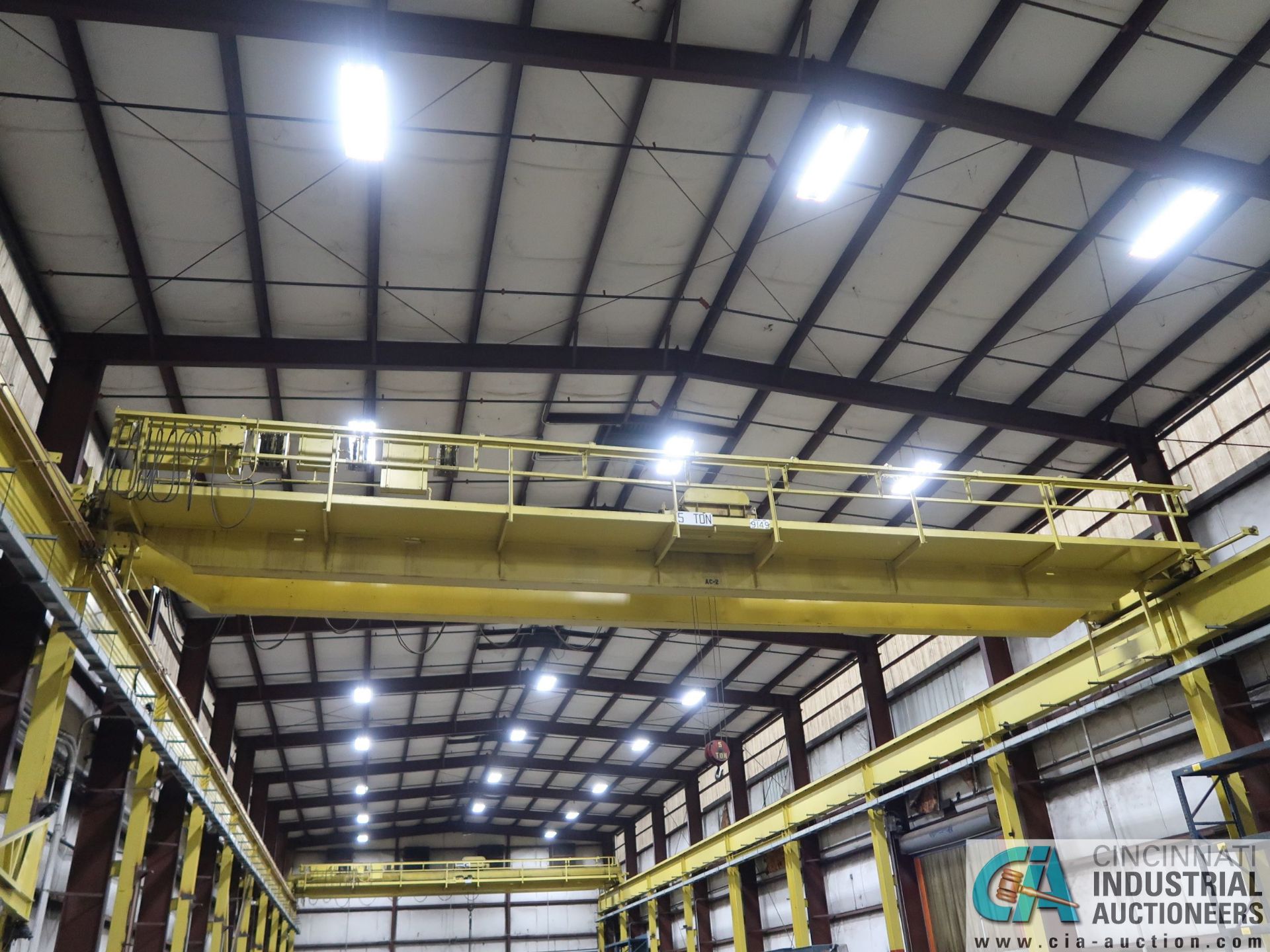 5 TON TON X 56' (APPROX.) SPAN DOUBLE GIRDER TOP RUNNING OVERHEAD BRIDGE CRANE; S/N 9149, RADIO - Image 3 of 9