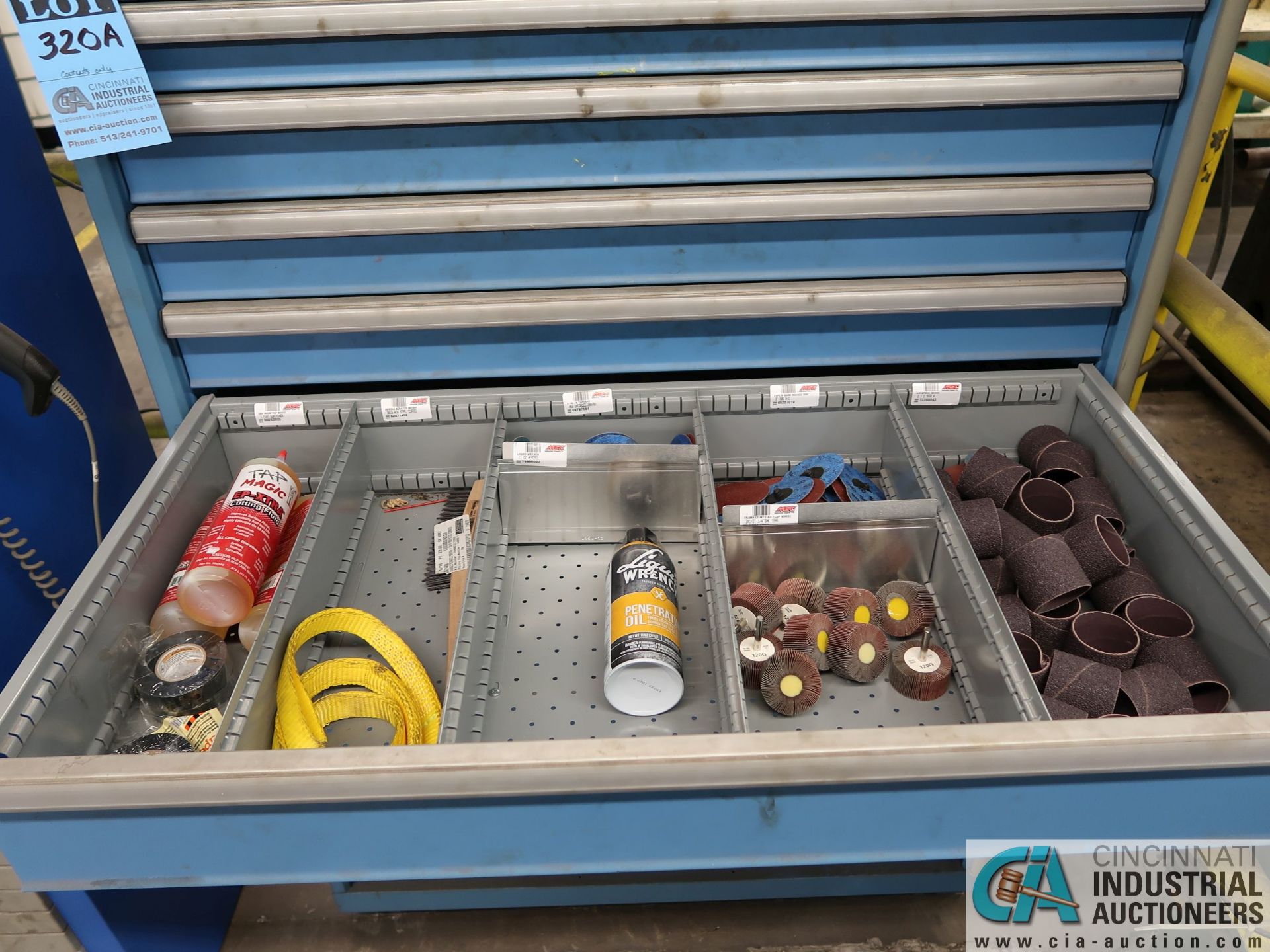 CONTENTS OF LISTA CABINET INCLUDING TOOLING, GRINDING, MATERIAL, TAPE, BATTERIES, CARBIDE INSERTS, - Image 5 of 7