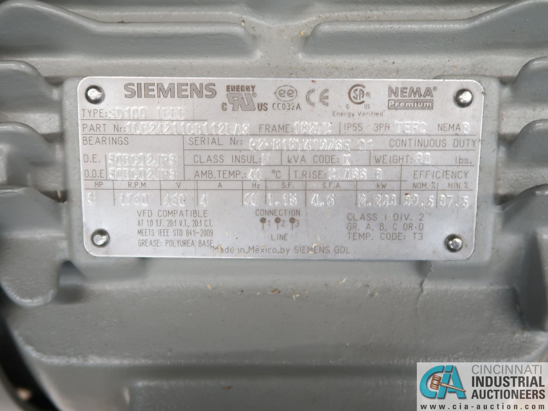 3 HP SIEMENS ELECTRIC MOTORS (NEW) - Image 2 of 2