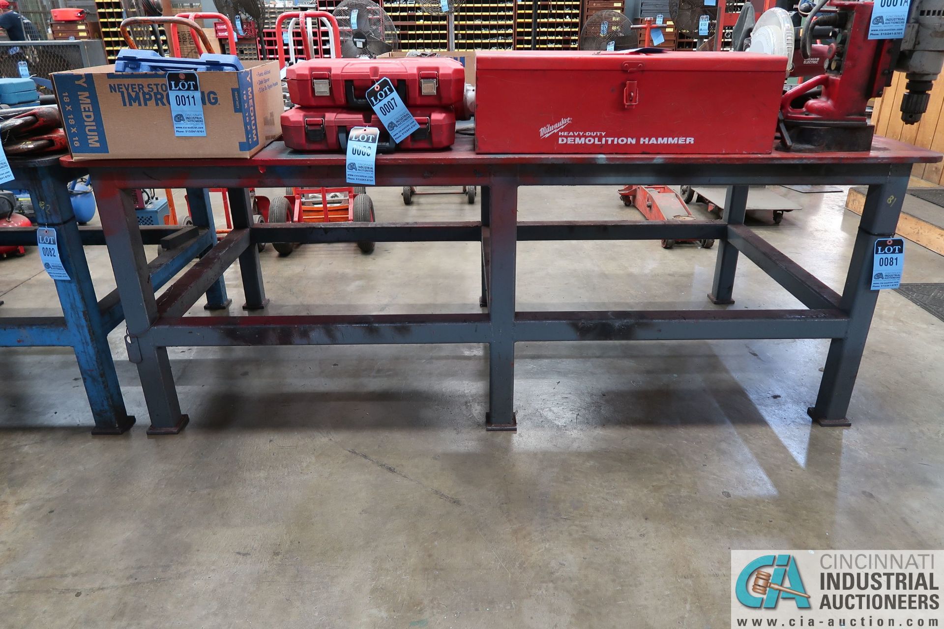 4' X 8' HEAVY DUTY STEEL WELDING TABLE, 20,000 LB RATED