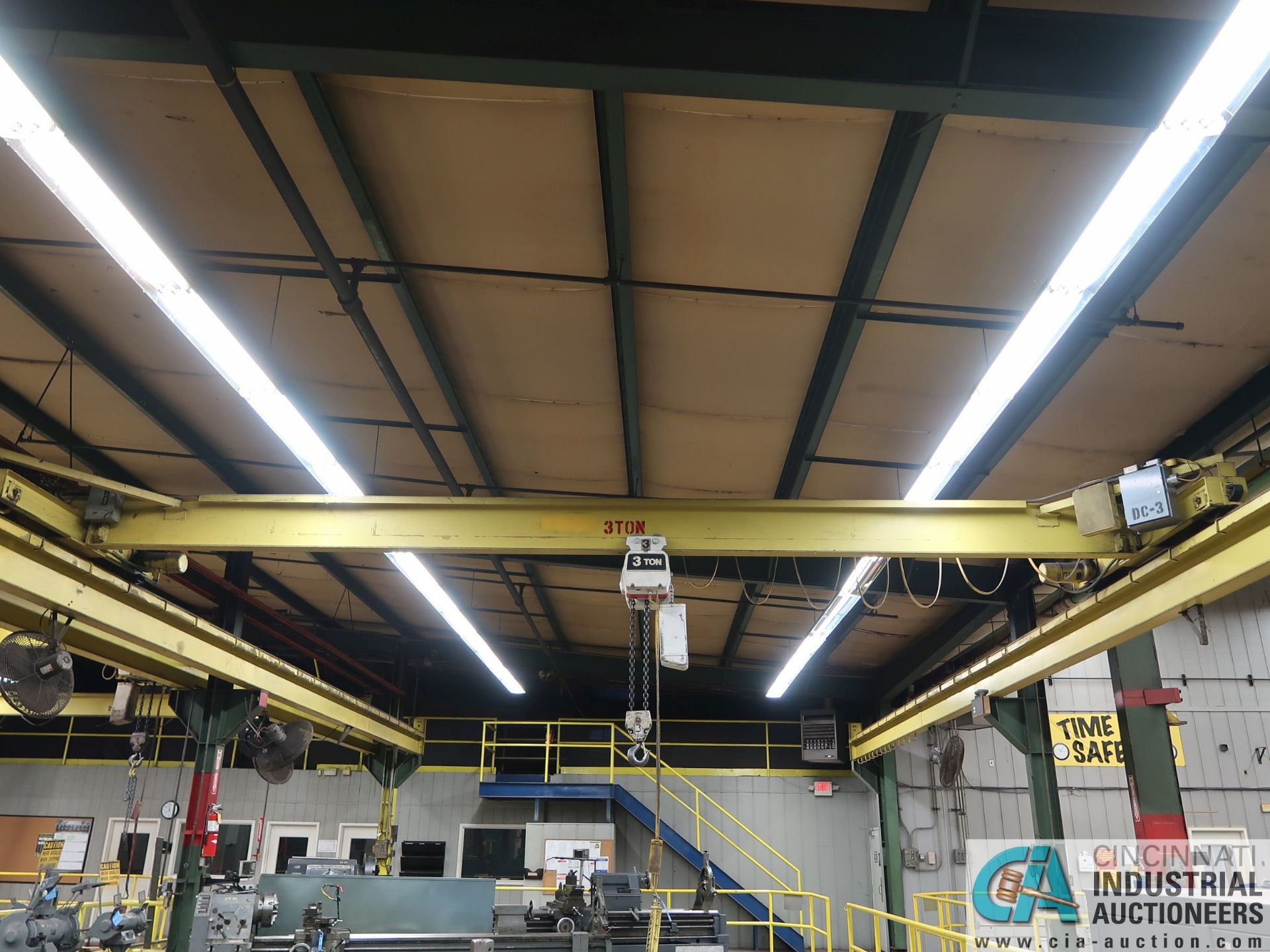 3 TON X 28' (APPROX.) SINGLE GIRDER TOP RUNNING OVERHEAD BRIDGE CRANE, 3 TON COFFING CHAIN HOIST, - Image 2 of 5