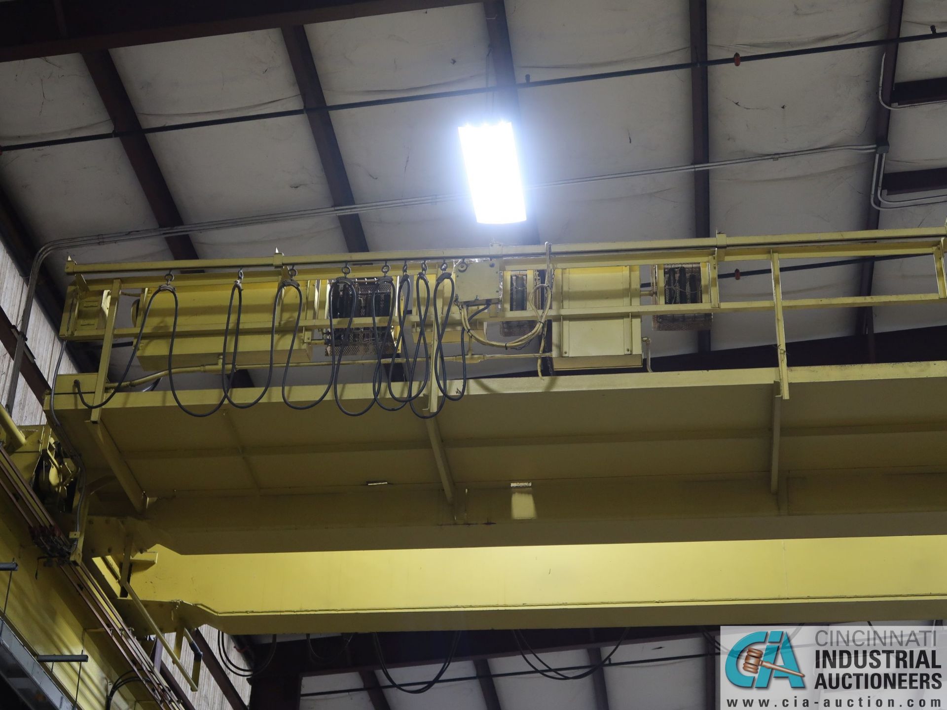 10 TON TON X 56' (APPROX.) SPAN DOUBLE GIRDER TOP RUNNING OVERHEAD BRIDGE CRANE; S/N 9155, RADIO - Image 8 of 11